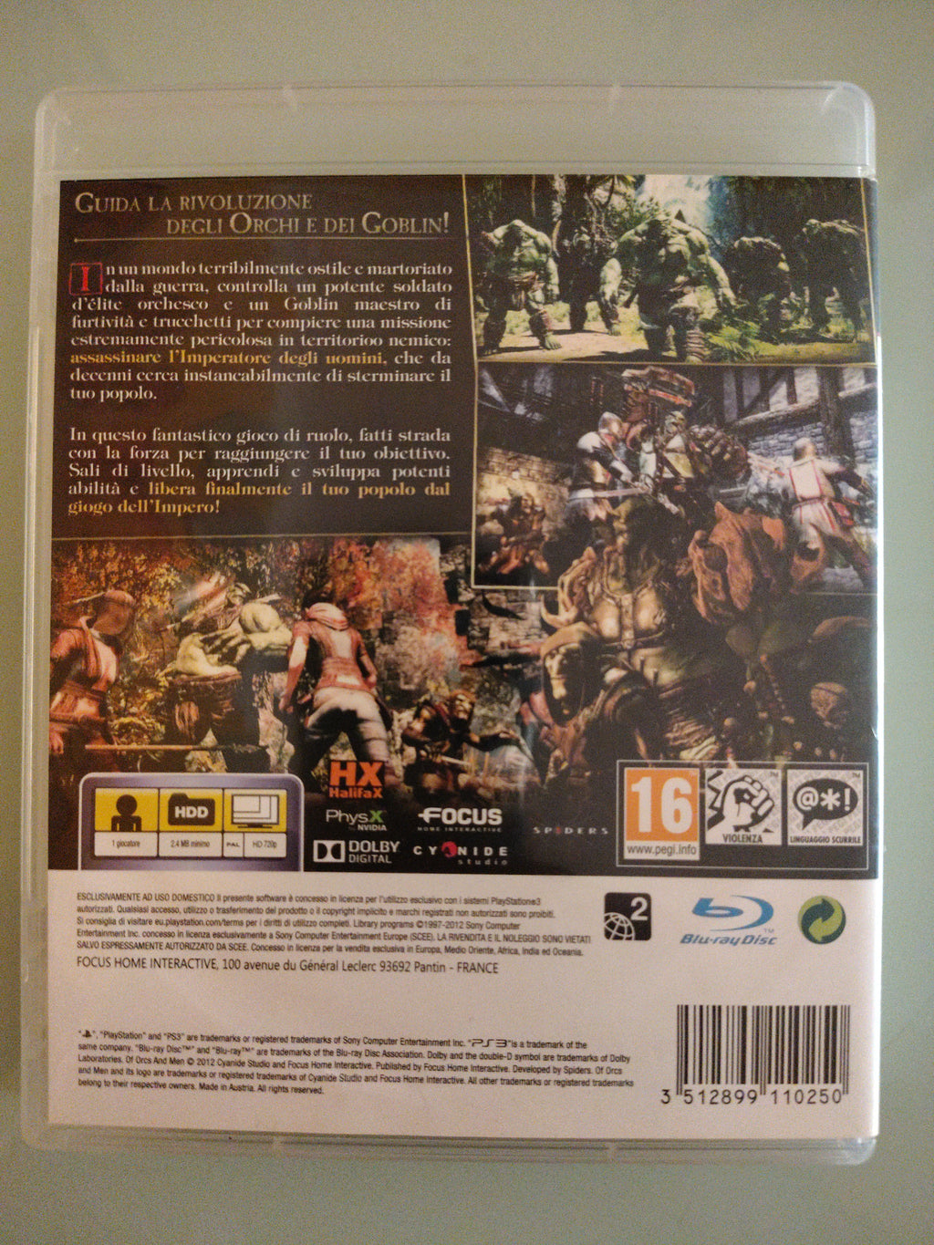 Of Orcs and Men - Sony Playstation 3 PS3 - PAL