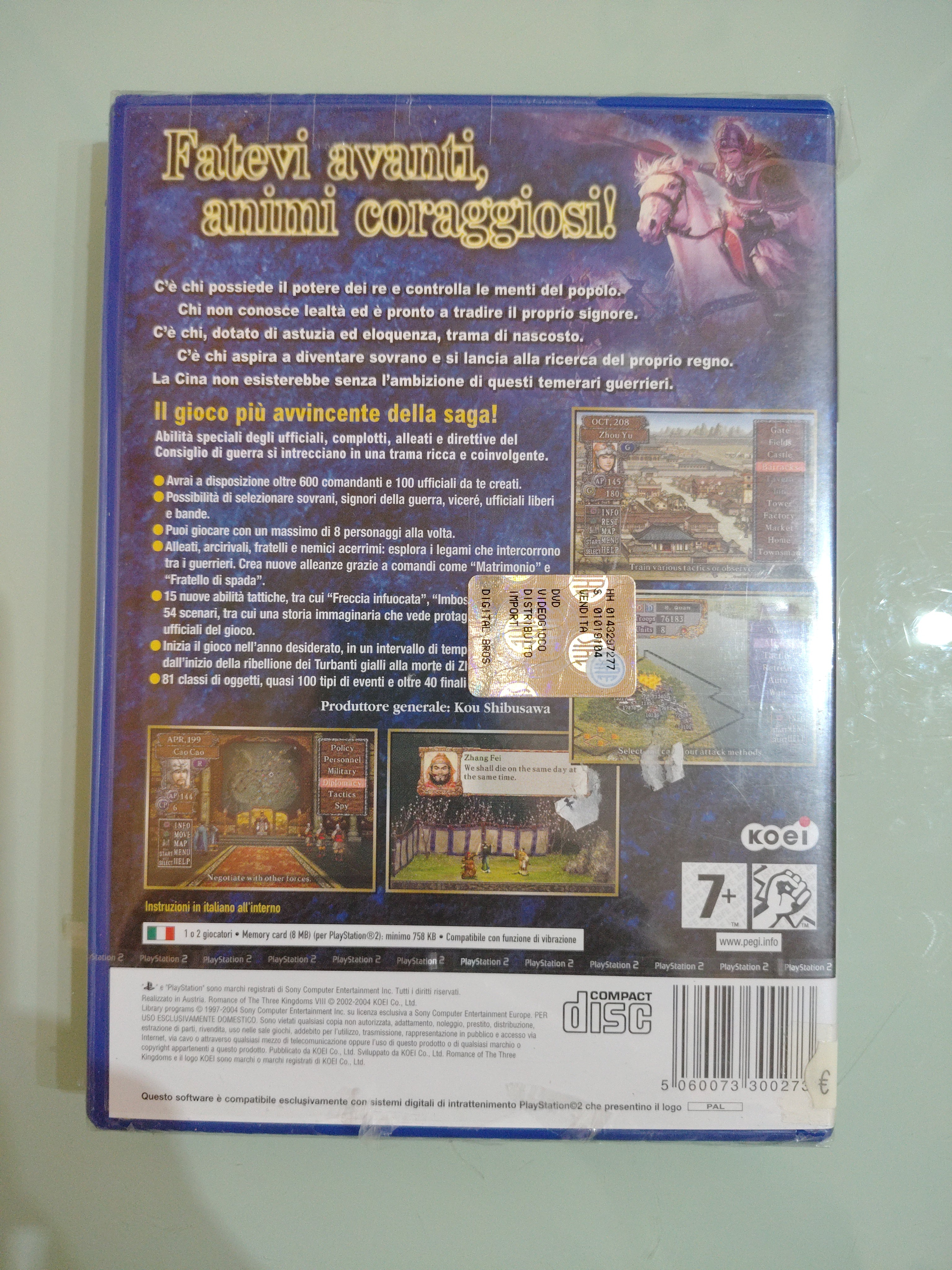 SONY PLAYSTATION 2 PS2 ROMANCE OF THE THREE KINGDOMS 8 italiano sigillato