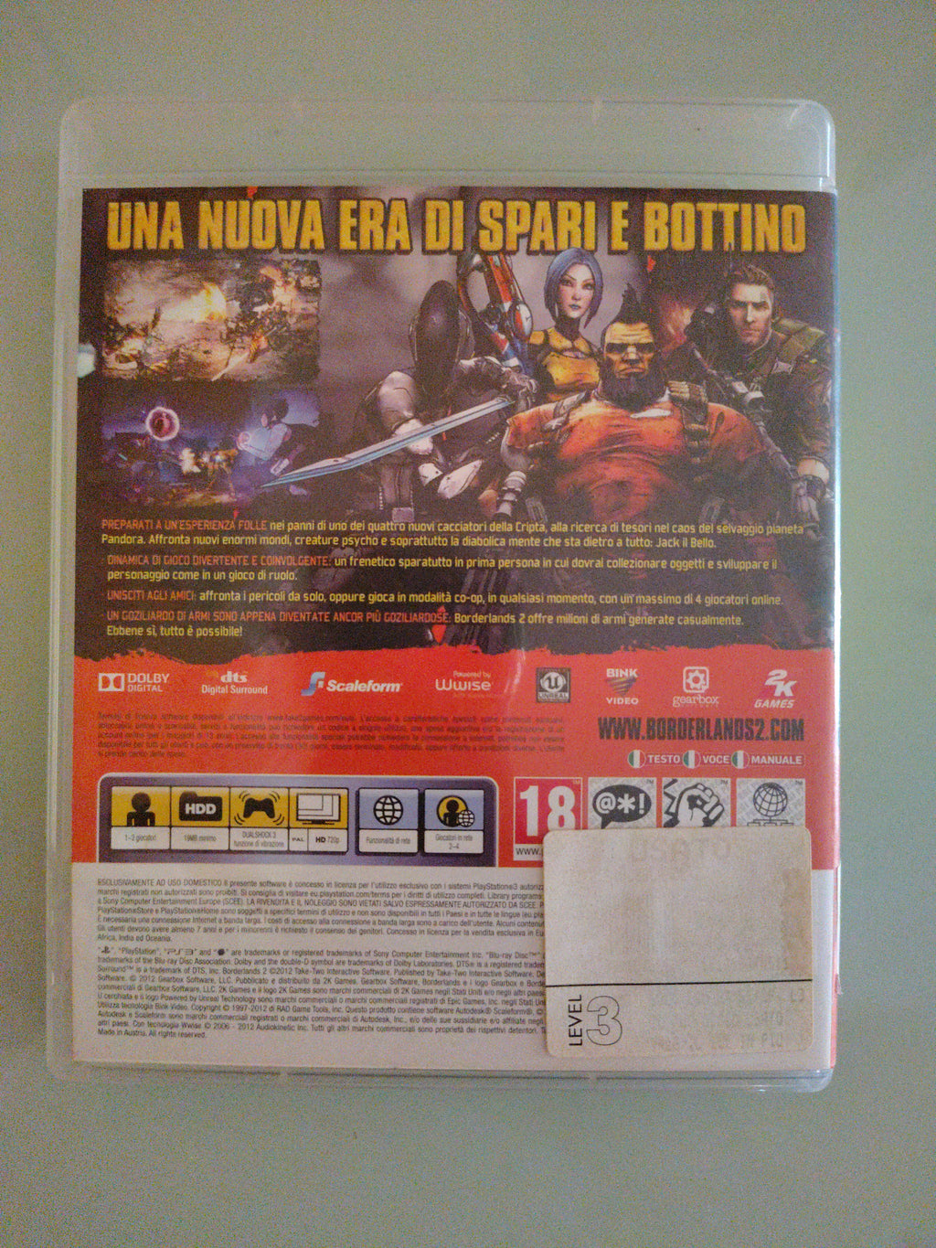 Bordelands 2 - Ps3 Pal ITA usato no edizione cartonata