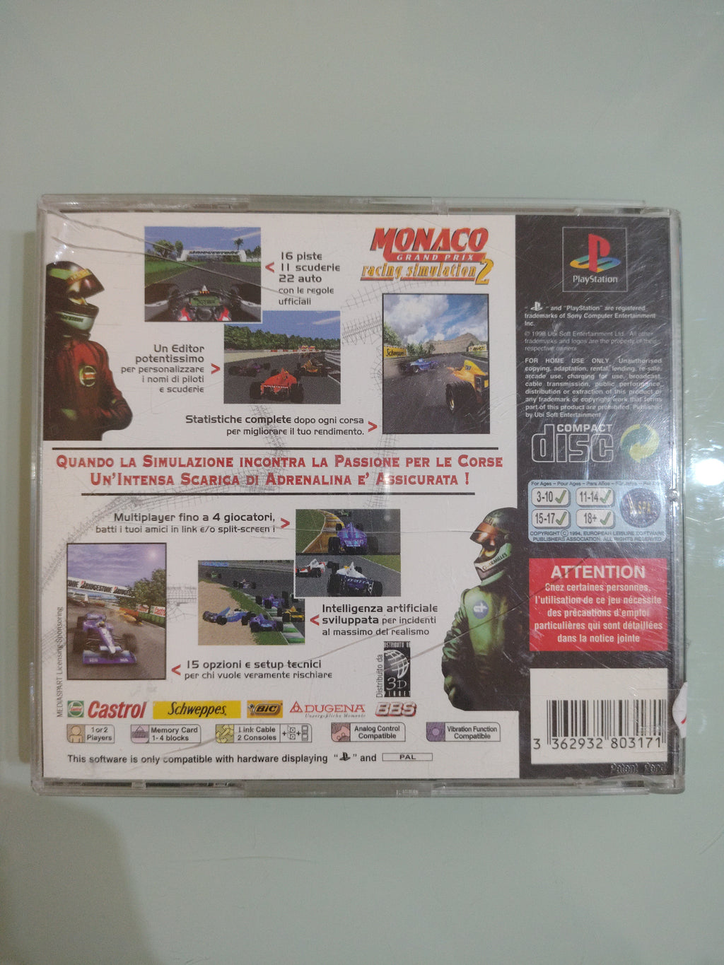 MONACO GRAND PRIX RACING SIMULATOR 2 - SONY PS1 - GIOCO USATO PAL VERSION ita