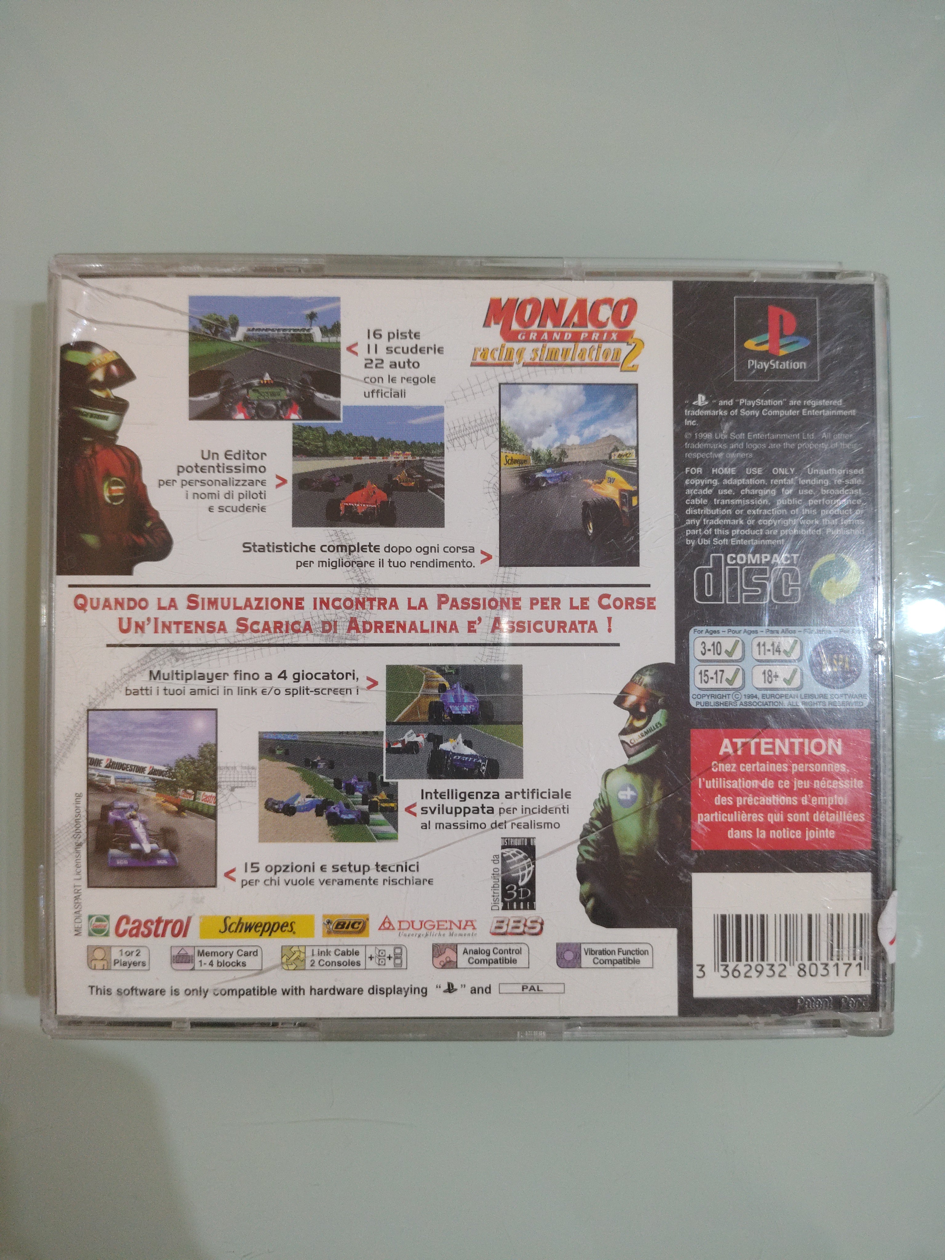 MONACO GRAND PRIX RACING SIMULATOR 2 - SONY PS1 - GIOCO USATO PAL VERSION ita