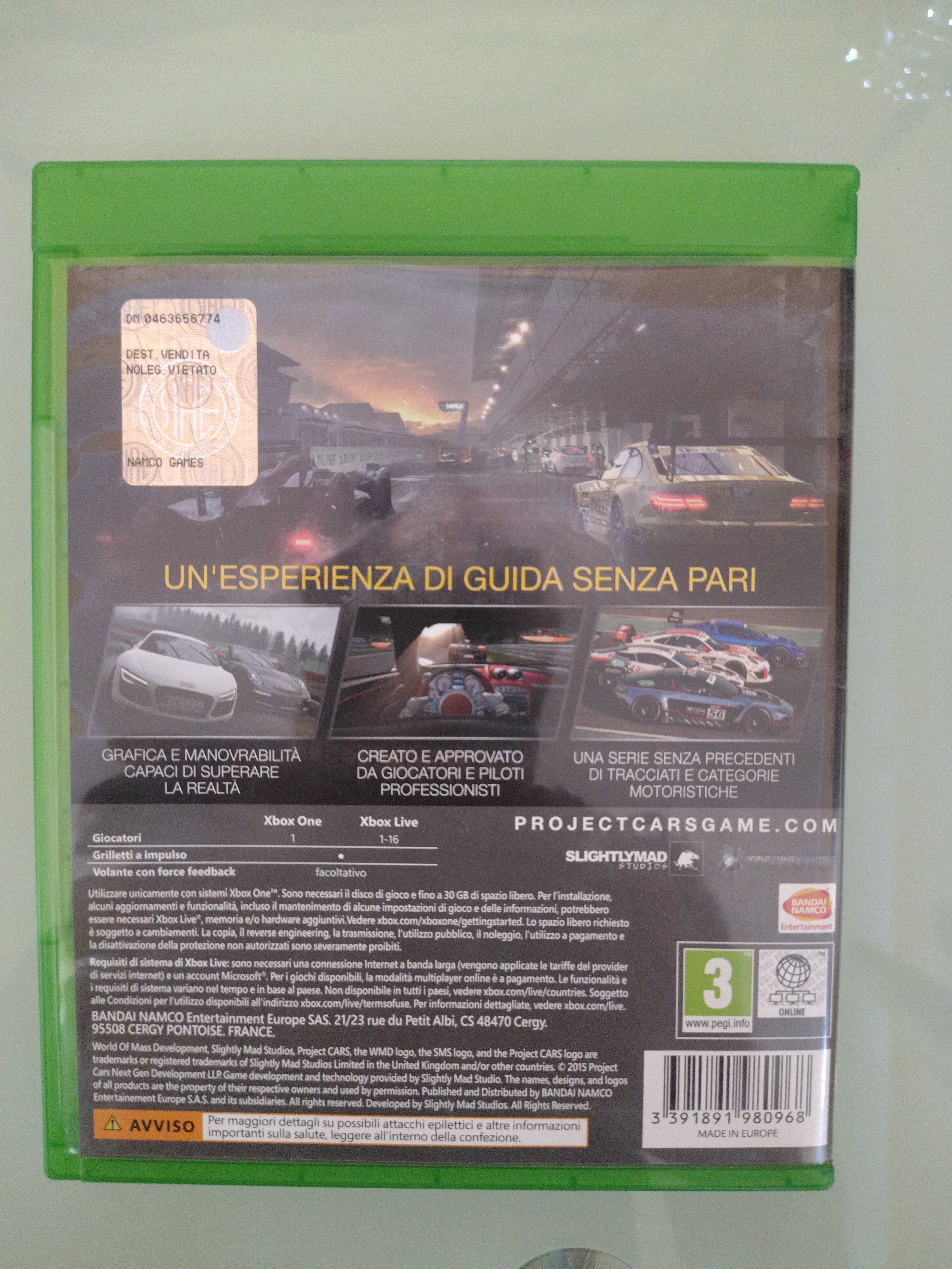 PROJECT CARS - ITALIANO XBOX  PRIMA STAMPA