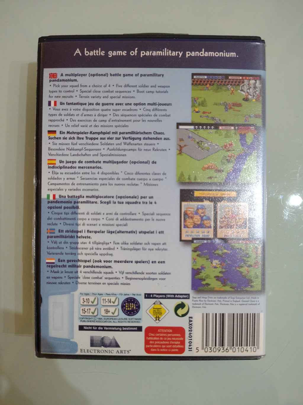 GENERAL CHAOS SEGA MEGA DRIVE MD PAL ORIGINALE MULTILINGUE COMPLETO TOP RARO