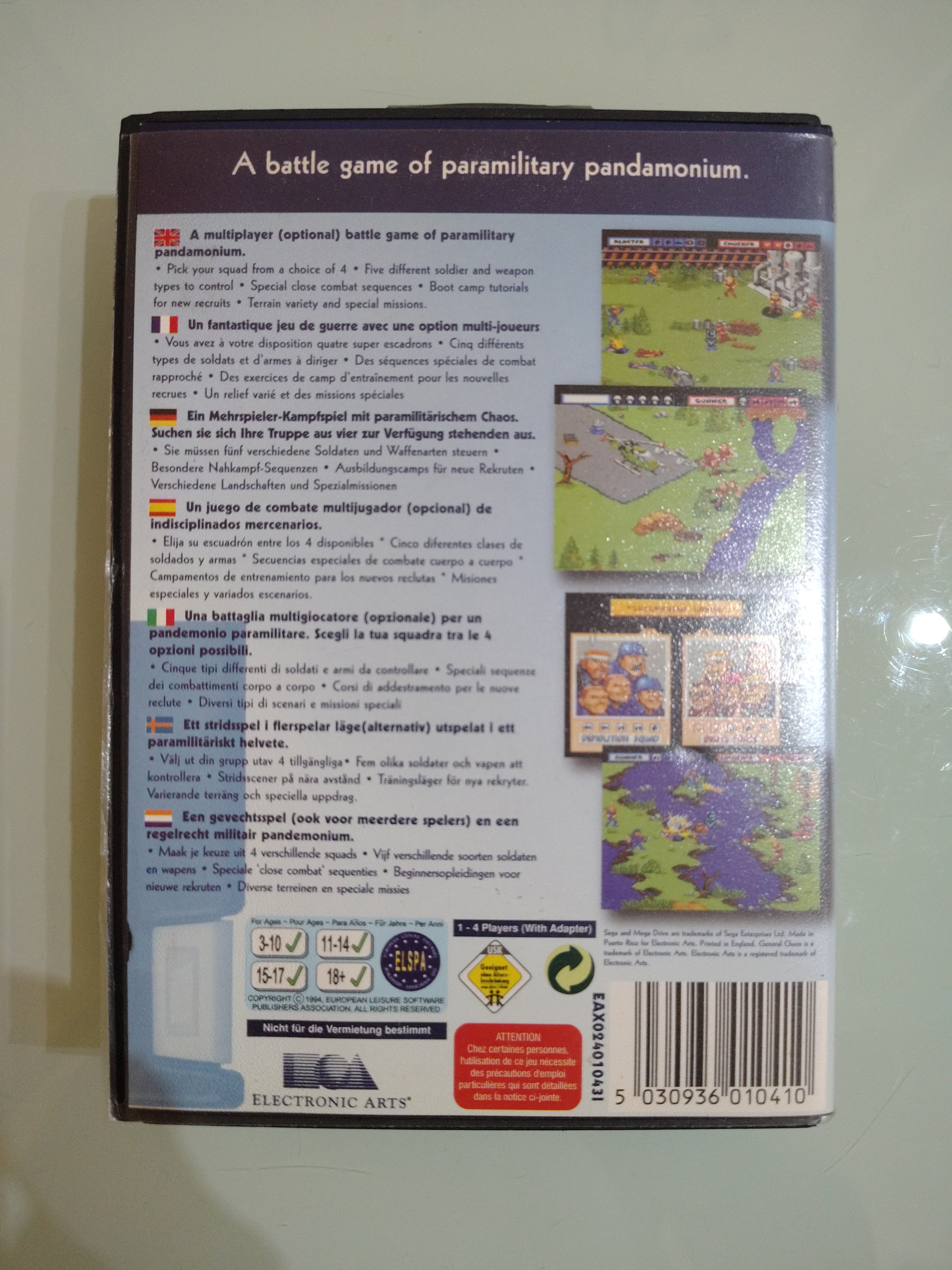 GENERAL CHAOS SEGA MEGA DRIVE MD PAL ORIGINALE MULTILINGUE COMPLETO TOP RARO
