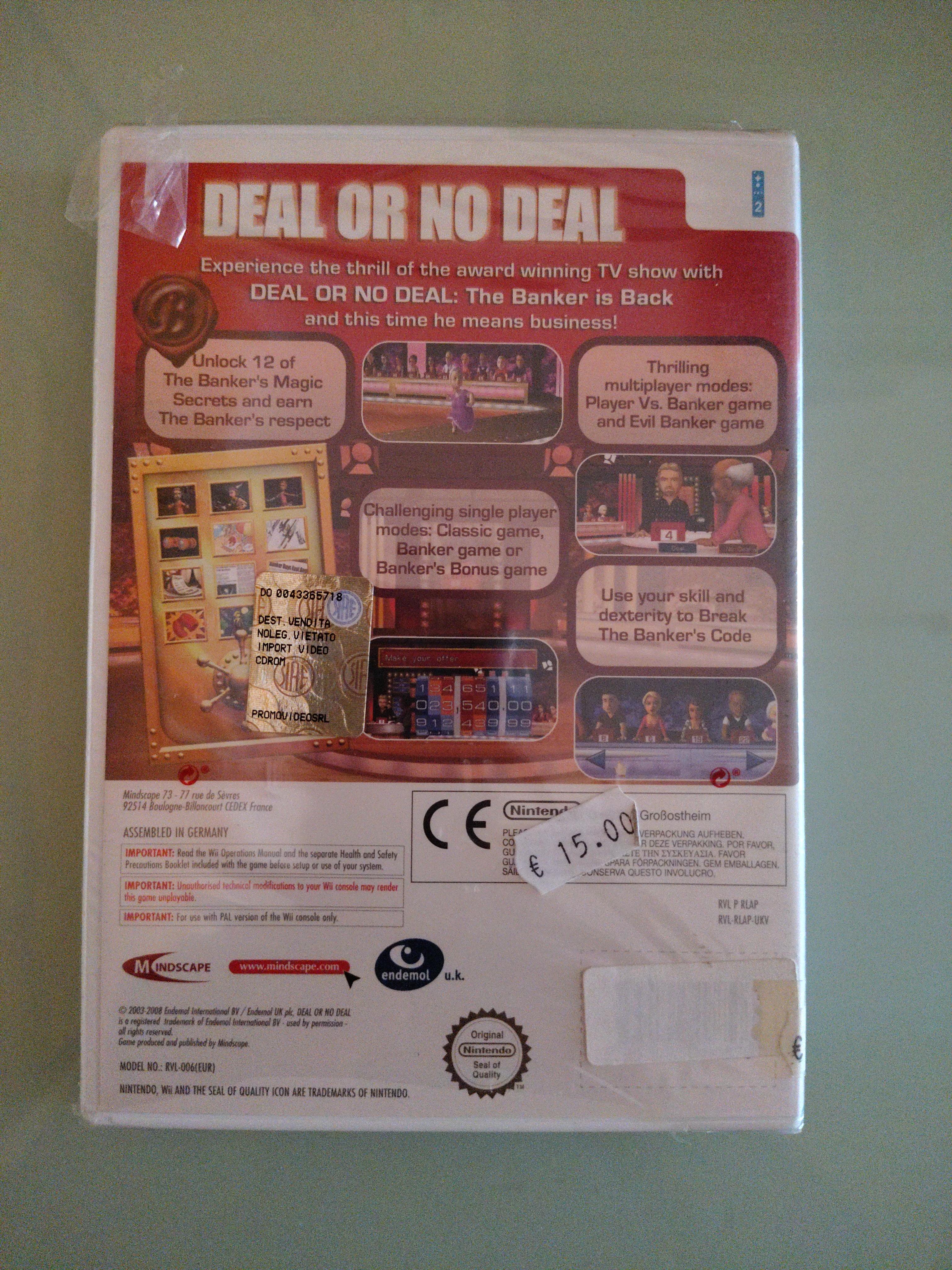 Deal or No Deal: The Banker Is Back (Wii) PEGI 3+ Quiz FREE nuovo