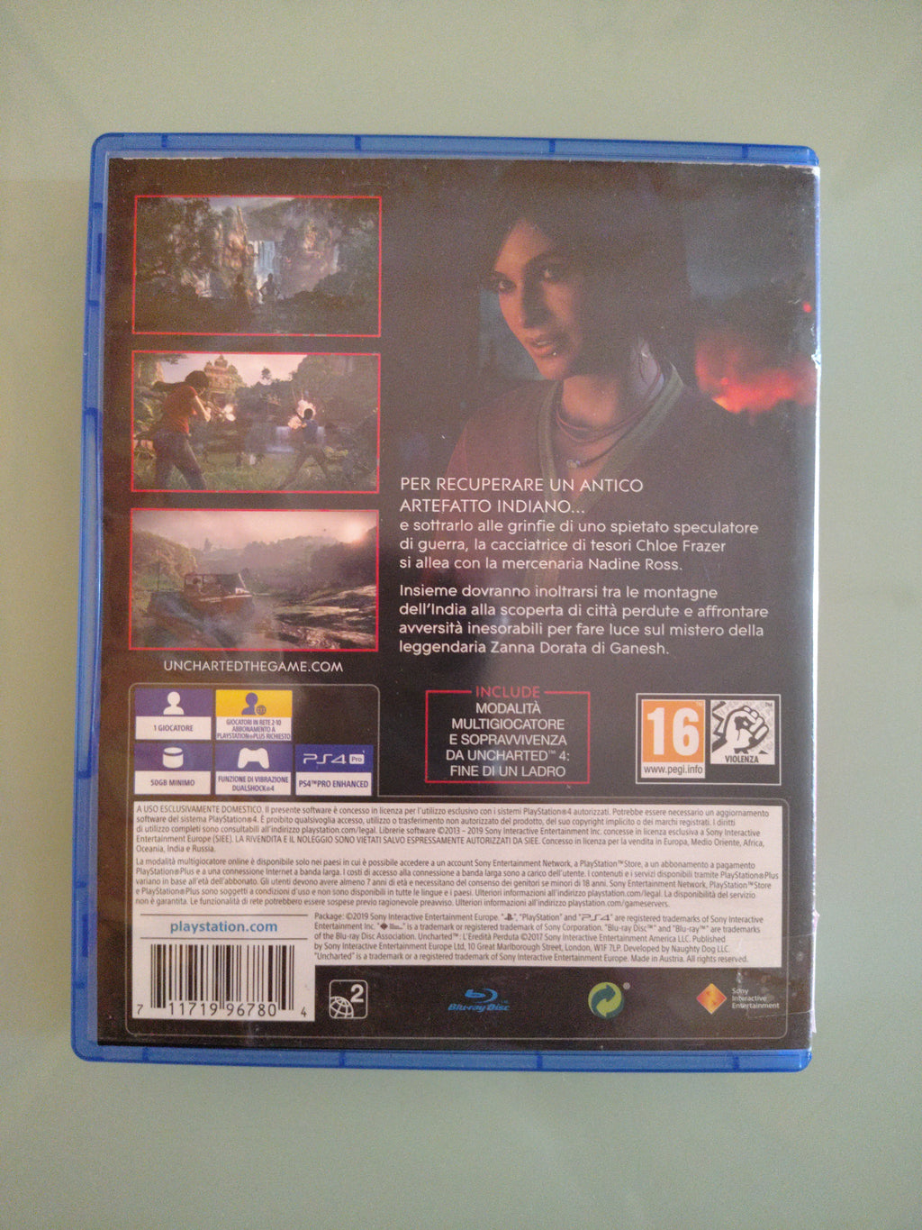 UNCHARTED L'EREDITA PERDUTA  GIOCO PLAYSTATION 4 VIDEOGIOCO ITALIANO PS HITS