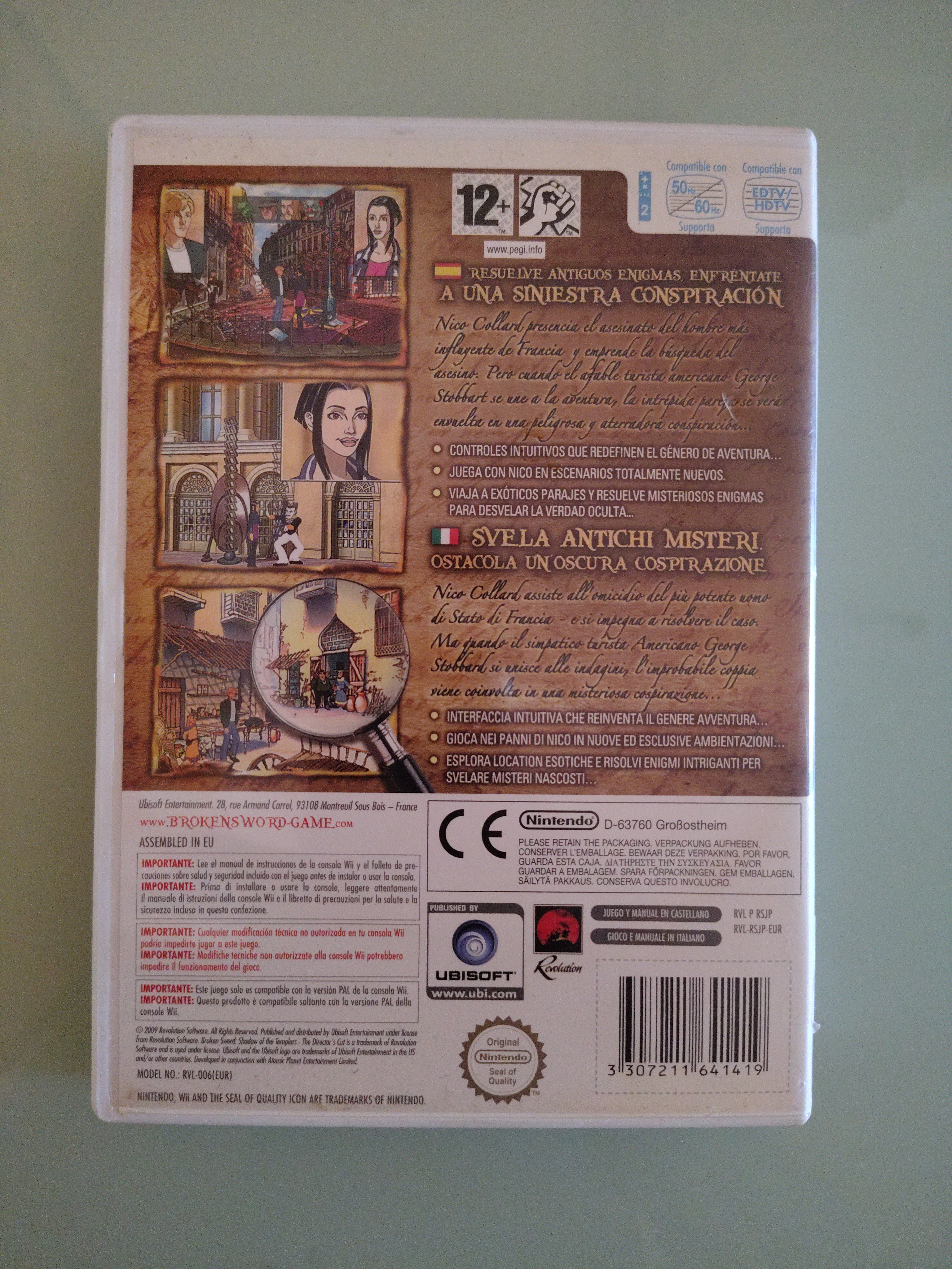 BROKEN SWORD SHADOW OF THE TEMPLARS THE DIRECTOR’S CUT NINTENDO WII PAL ITA ESP