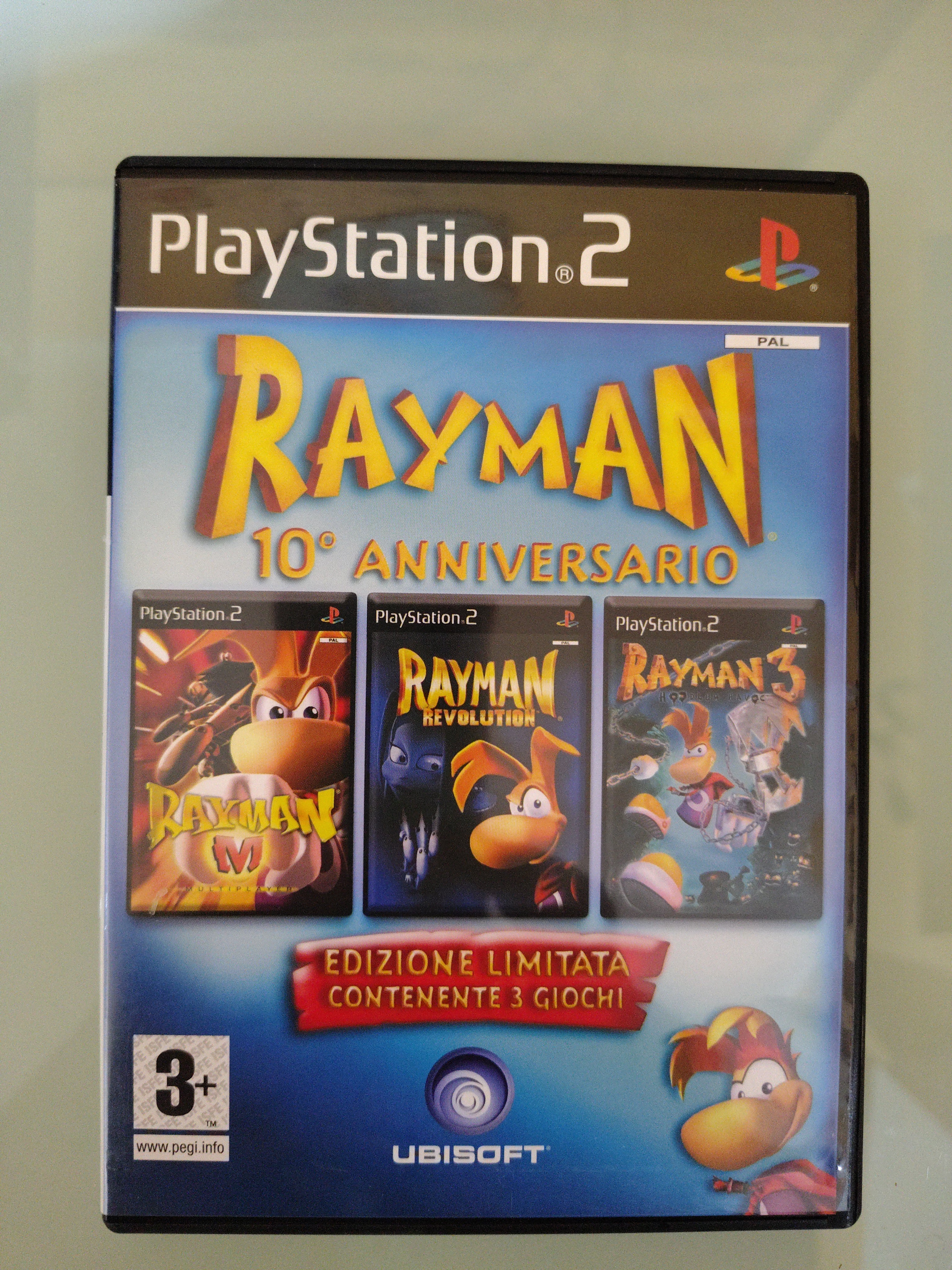 PS2 : RAYMAN 10° ANNIVERSARIO  Completo, ITALIANO ! 3 giochi in 1