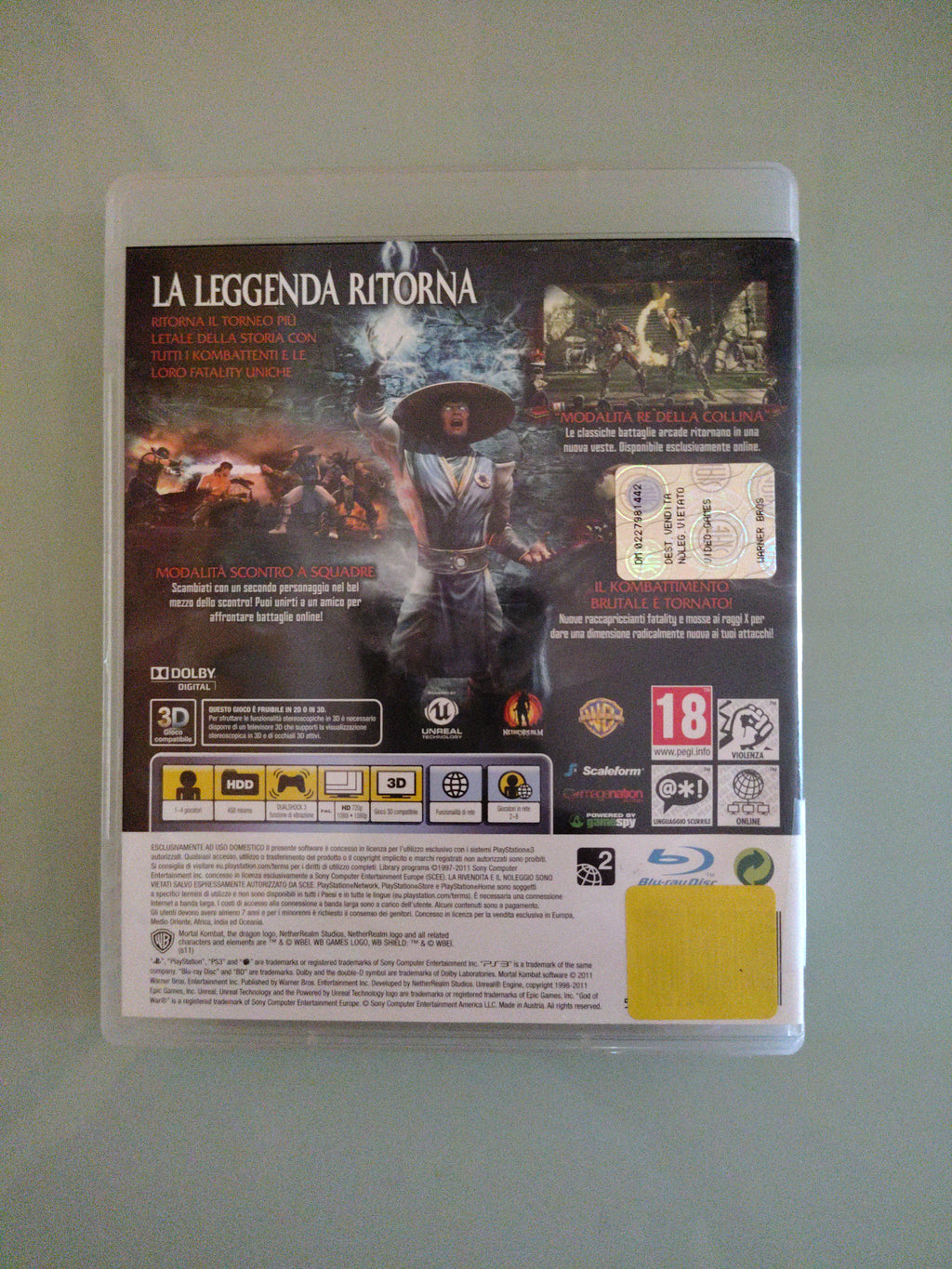MORTAL KOMBAT (PlayStation 3 PS3) completo PAL ita