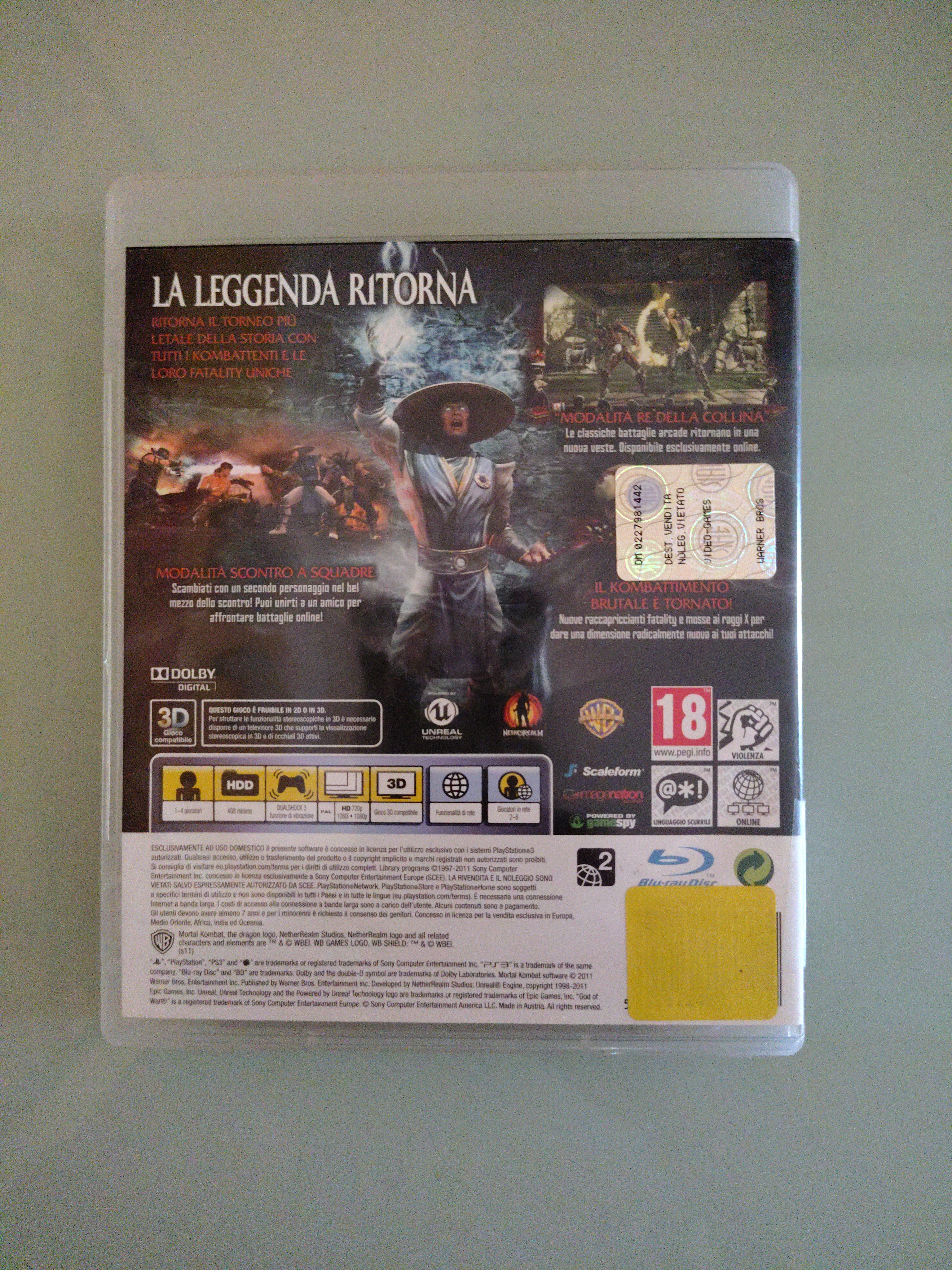 MORTAL KOMBAT (PlayStation 3 PS3) completo PAL ita
