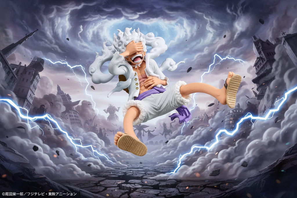 One Piece Monkey D Luffy Gear5 Figura Re dell'Artista BANPRESTO