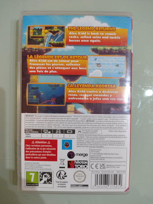 Alex Kidd In Miracle World Dx Nintendo Switch con portachiavi, cover reversibile