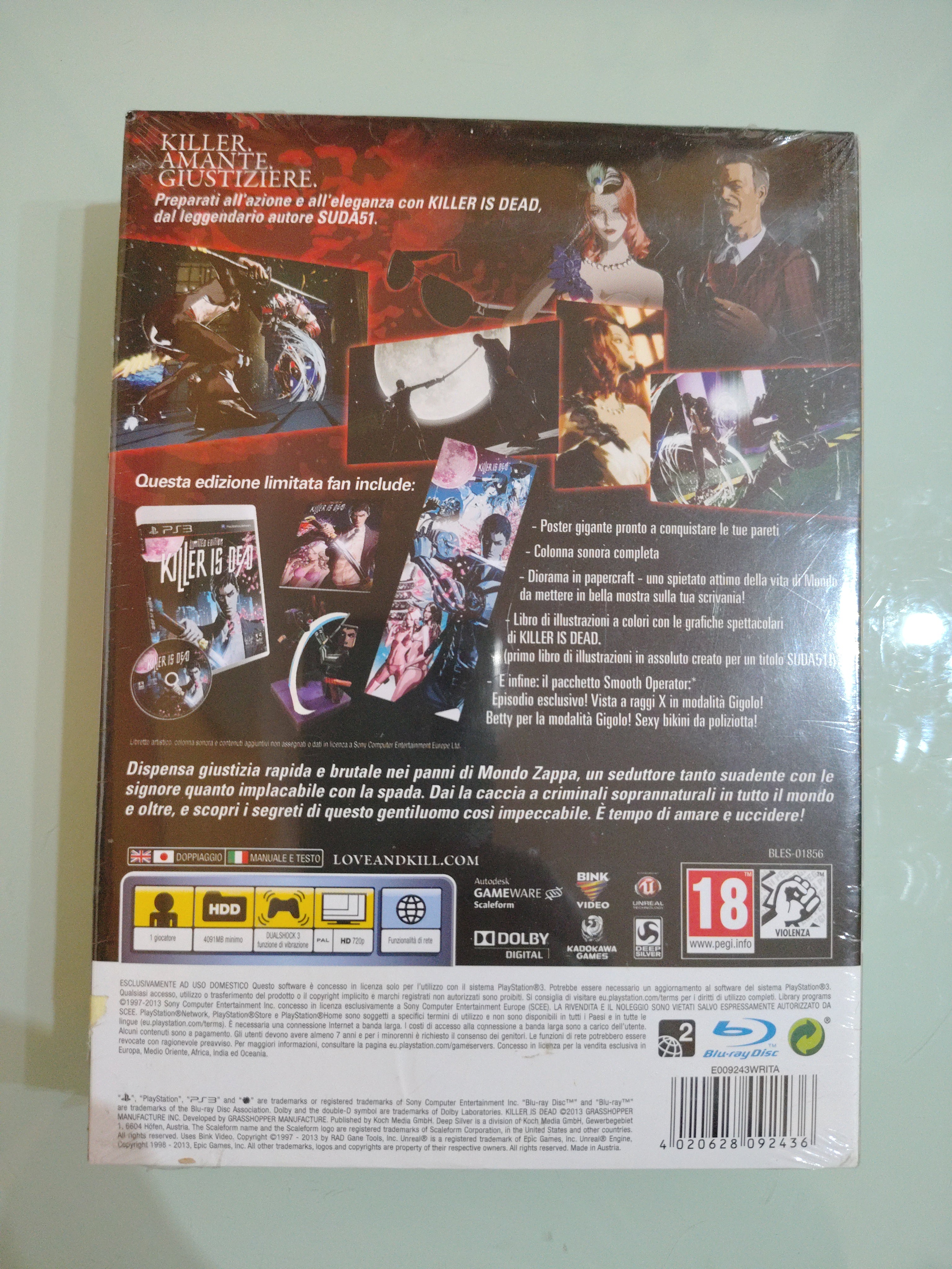 KILLER IS DEAD FAN COLLECTOR  EDITION SONY PS3 NEUF SOUS BLISTER VERSIONE ITALIANA