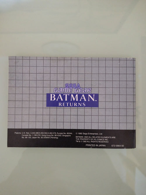 Batman Returns Sega Game Gear originale solo manuale autentico