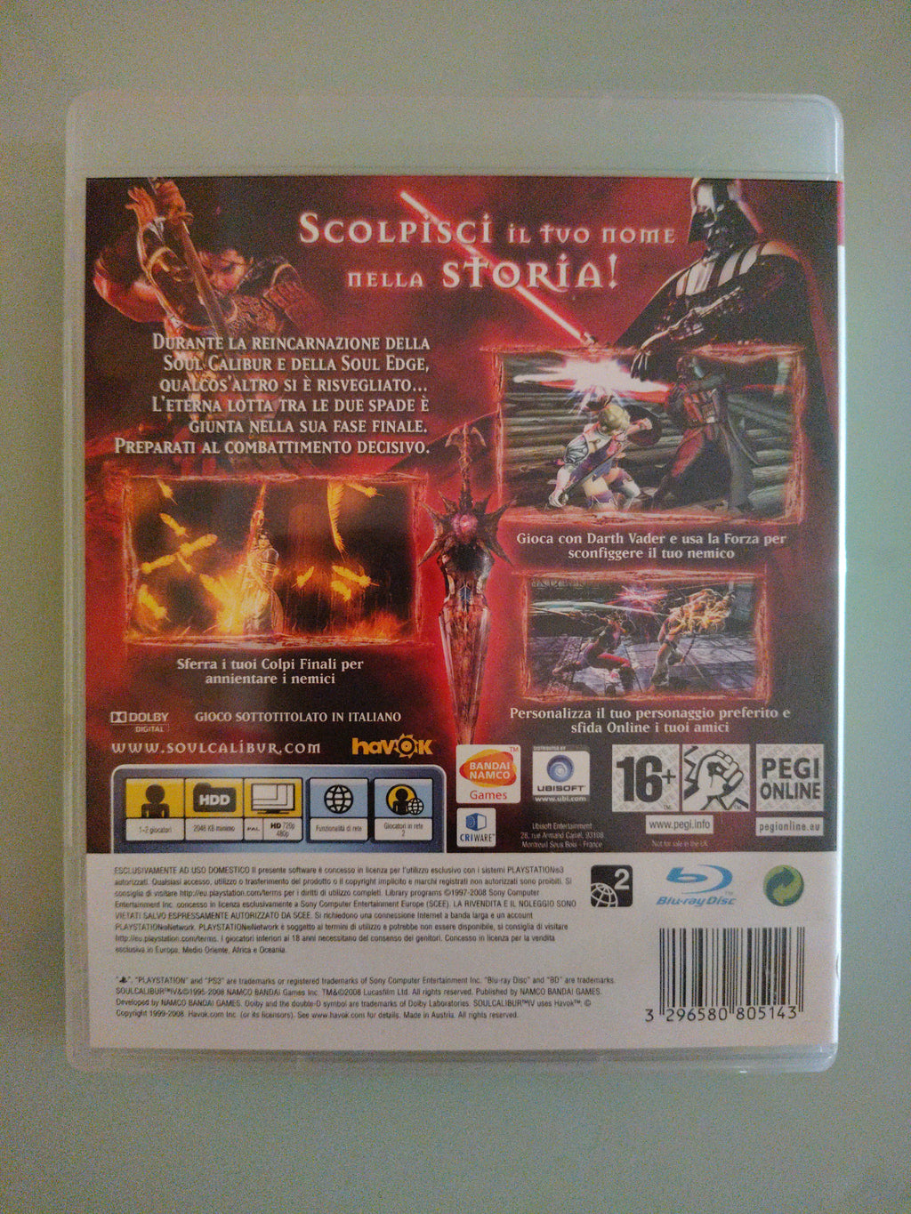 Gioco SOULCALIBUR IV 4 SONY PLAYSTATION 3 PS3 COMPLETO ITALIANO