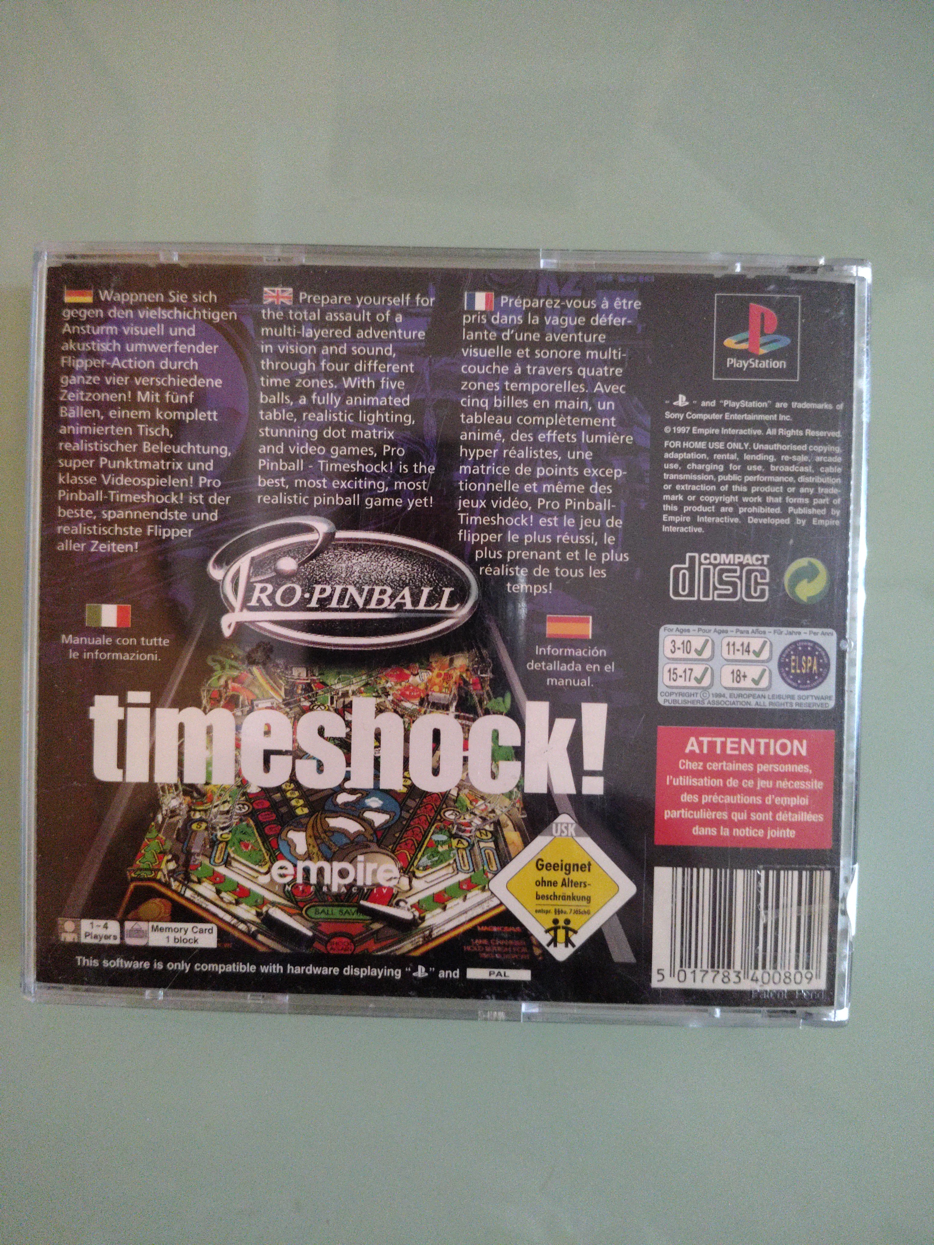 Timeshock Pro Pinball Sony PlayStation 1 Ps1  Action Arcade Game
