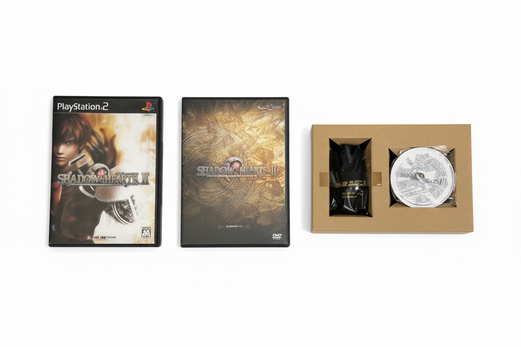PS2 SHADOW HEARTS 2 versione limitata con DVD, sottobicchiere, cinghia, colonna