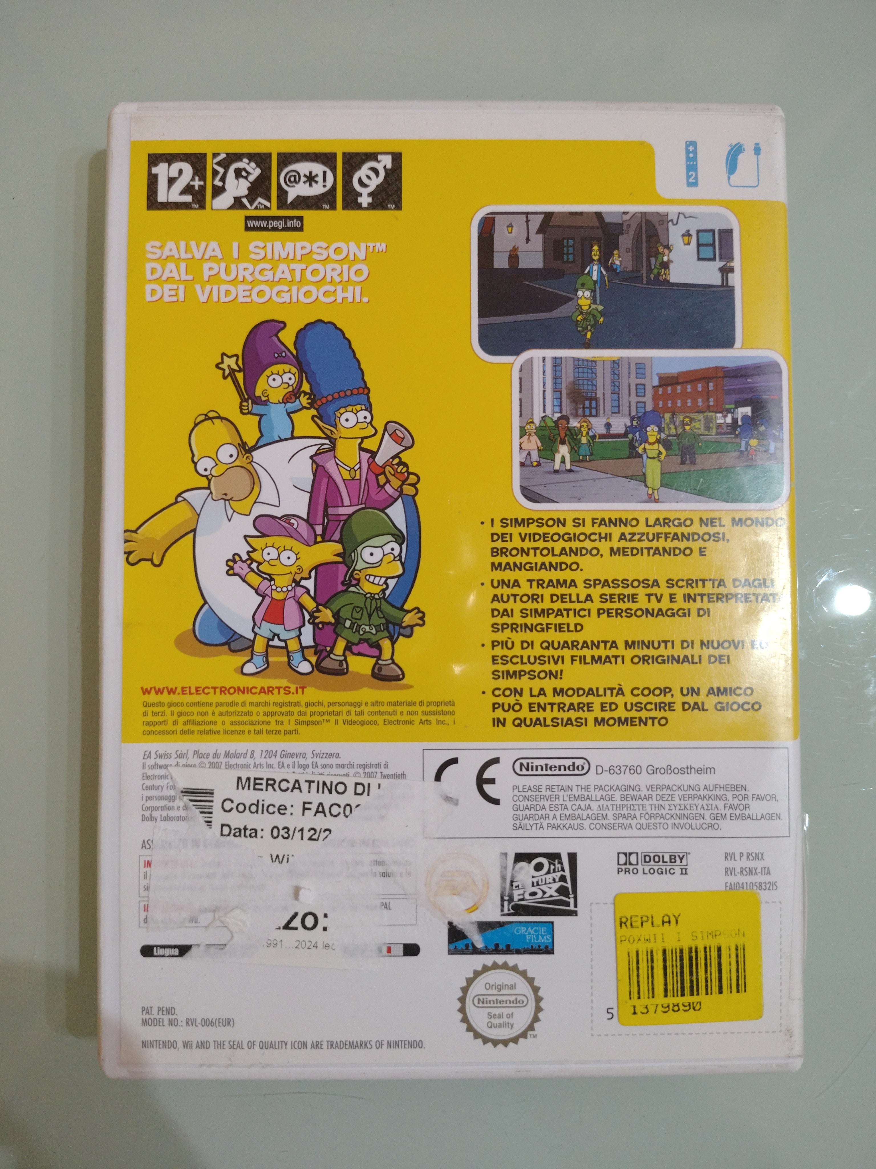 I Simpson Il Videogioco wii wii u PAL ita