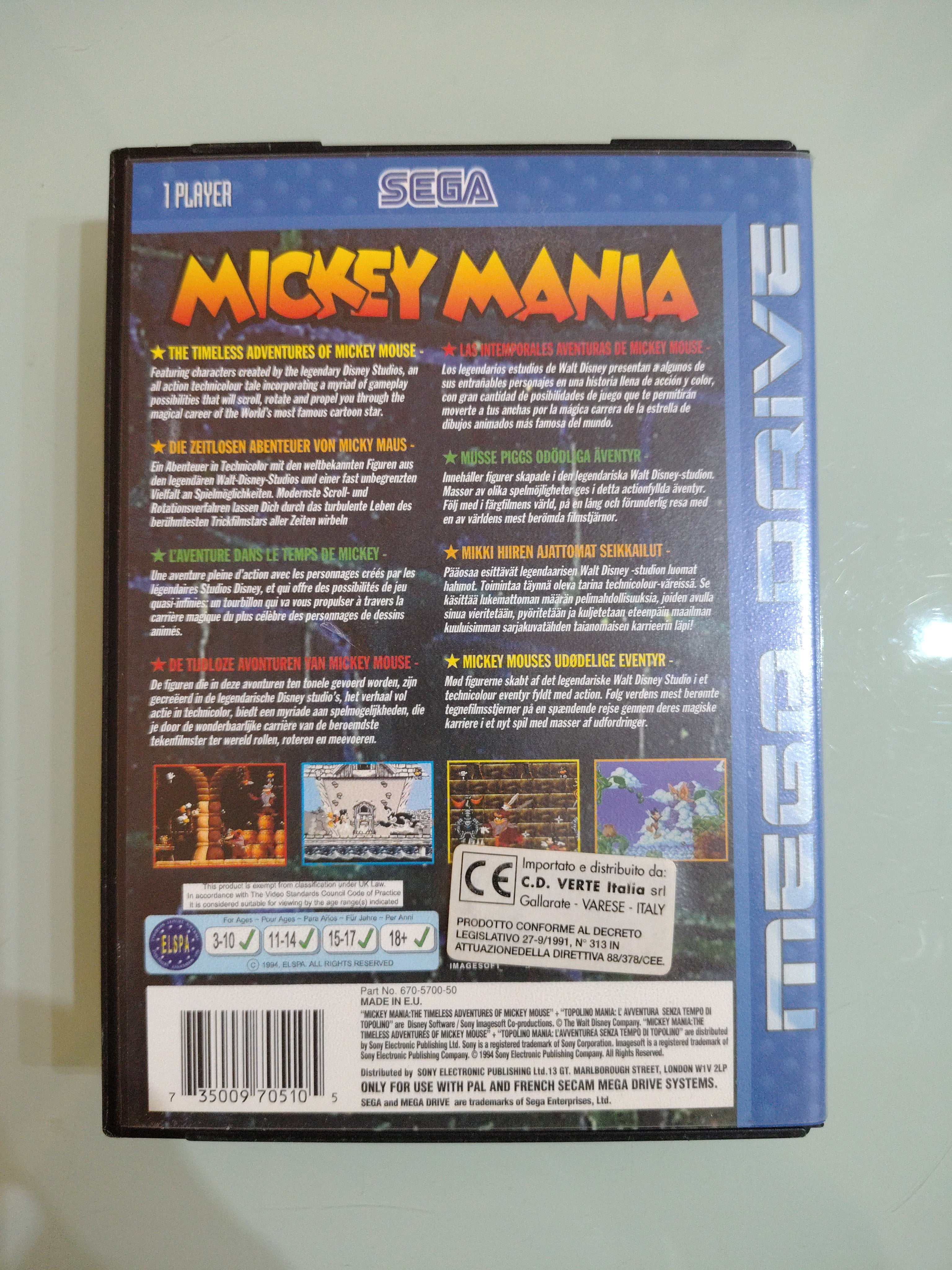 SEGA Mega Drive Mickey Mania Disney Game 1 Player PAL