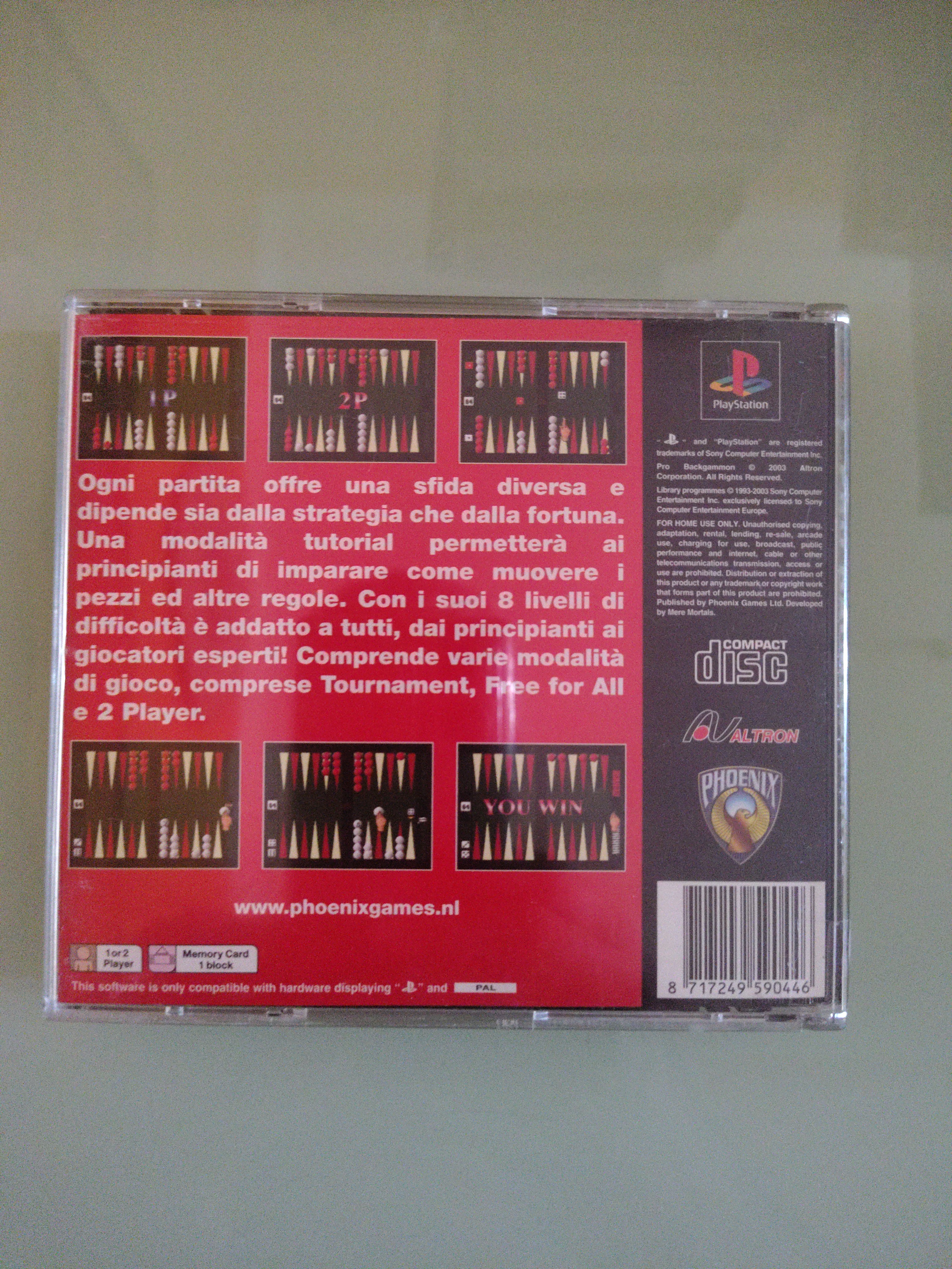 PRO BACKGAMMON – ITALIANO – COMPLETO PRIMA STAMPA – SONY PLAYSTATION 1 PS1 PAL