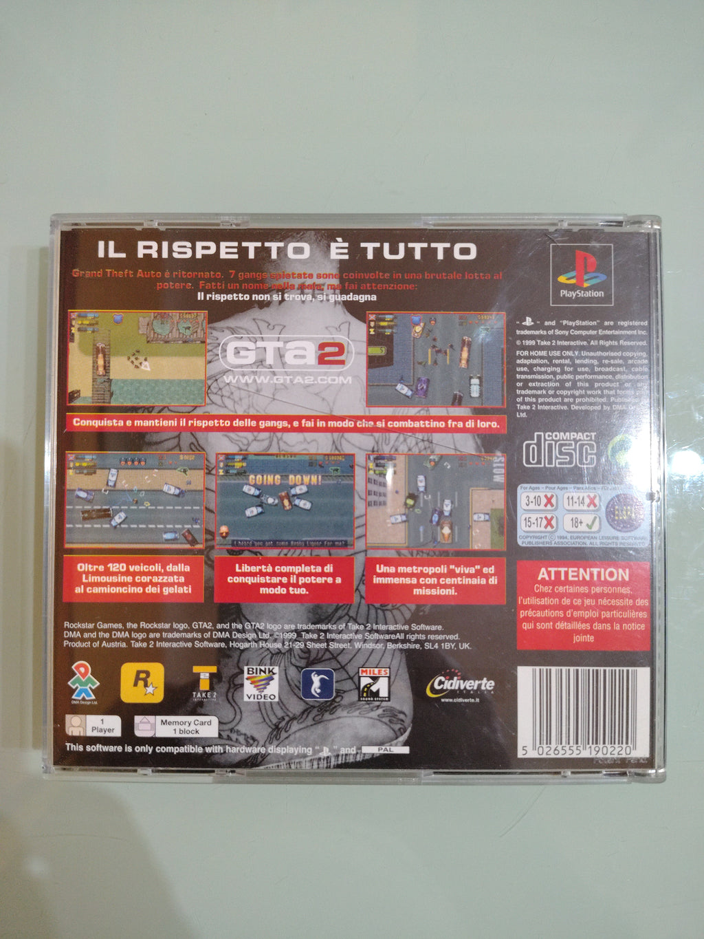 GTA 2 - Grand Theft Auto 2 (Sony PlayStation 1, PS1 1999) Inc manuale e mappa