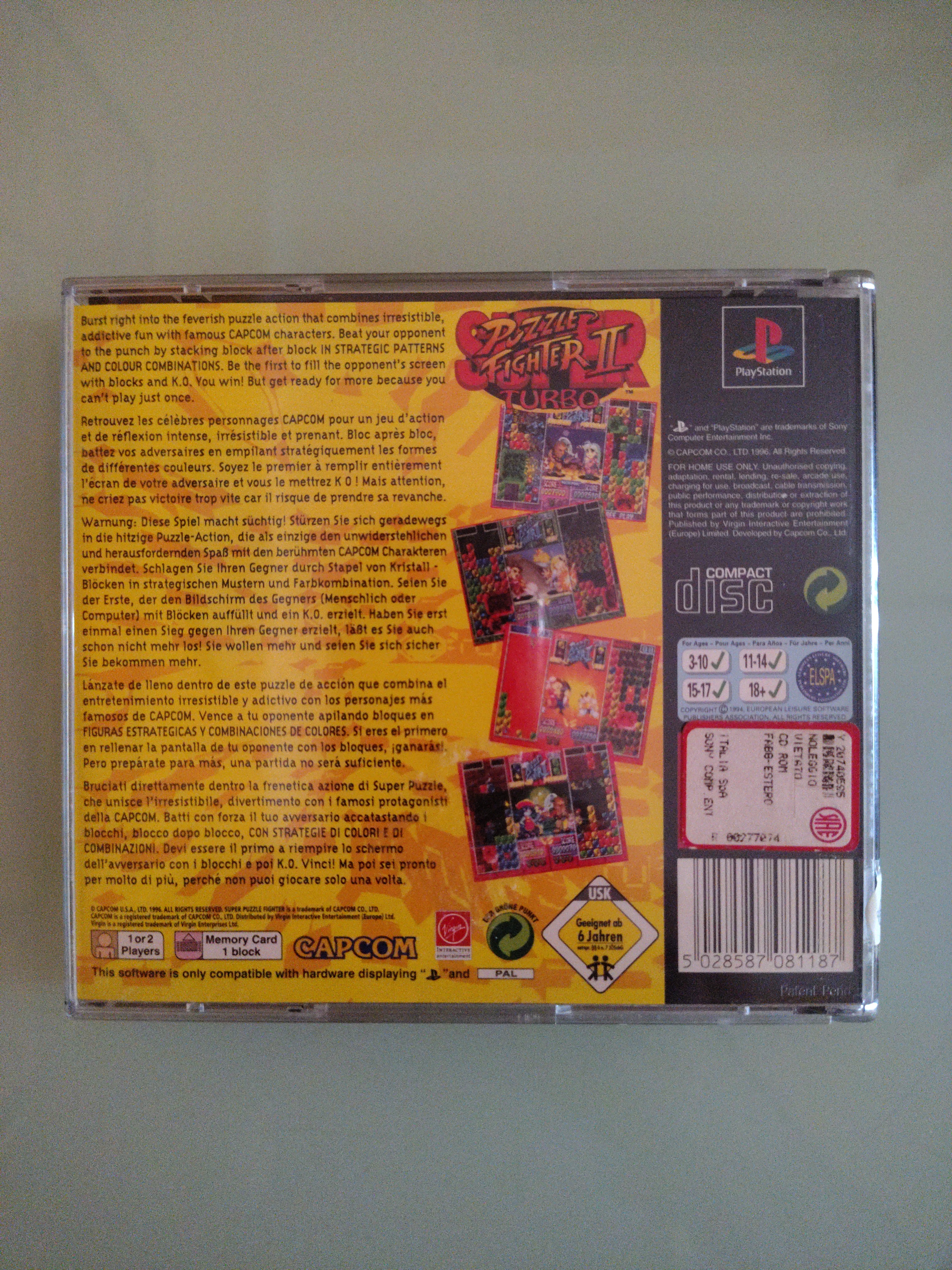 Super Puzzle Fighter II Turbo Playstation PS1 PSX PSONE Edizione europea dayone