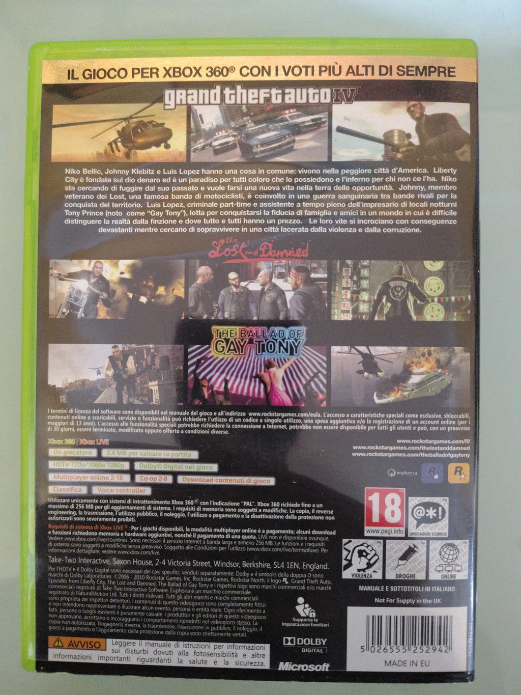 # Gta Grand Theft Auto IV 4 L'Edizione Completa Xbox 360 PAL ita