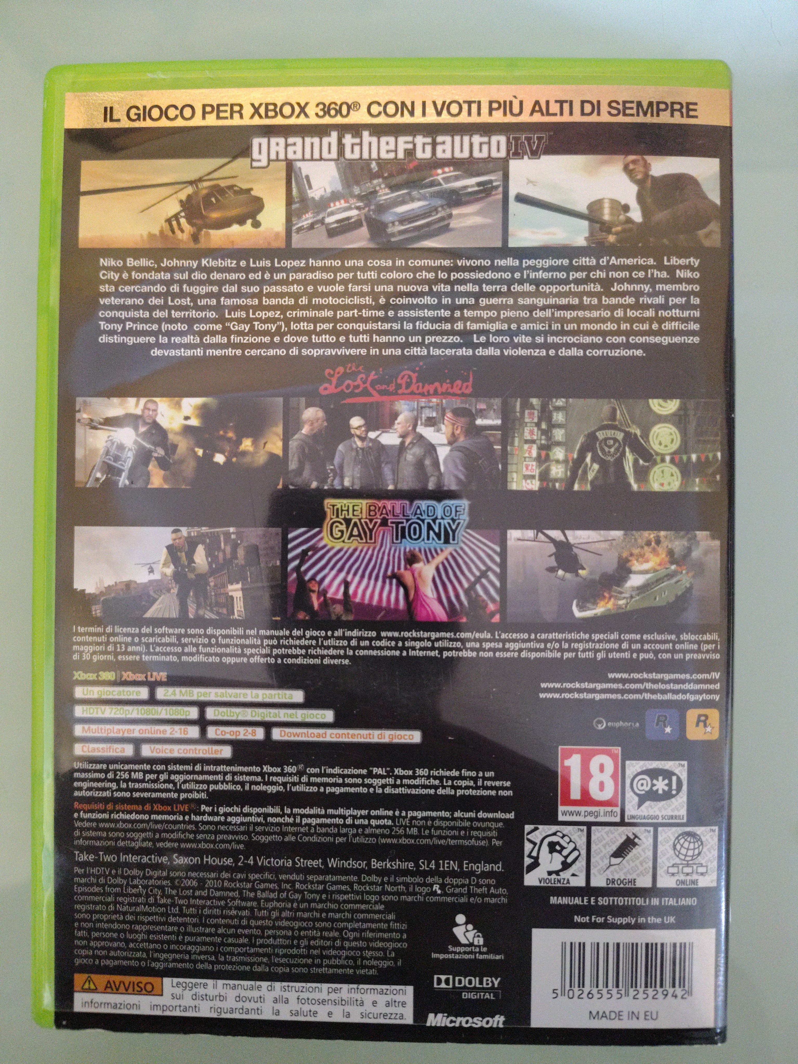 # Gta Grand Theft Auto IV 4 L'Edizione Completa Xbox 360 PAL ita