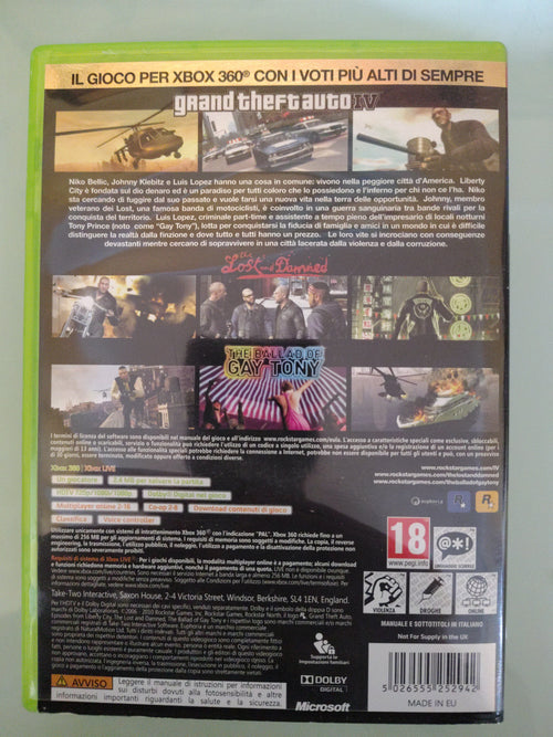 # Gta Grand Theft Auto IV 4 L'Edizione Completa Xbox 360 PAL ita