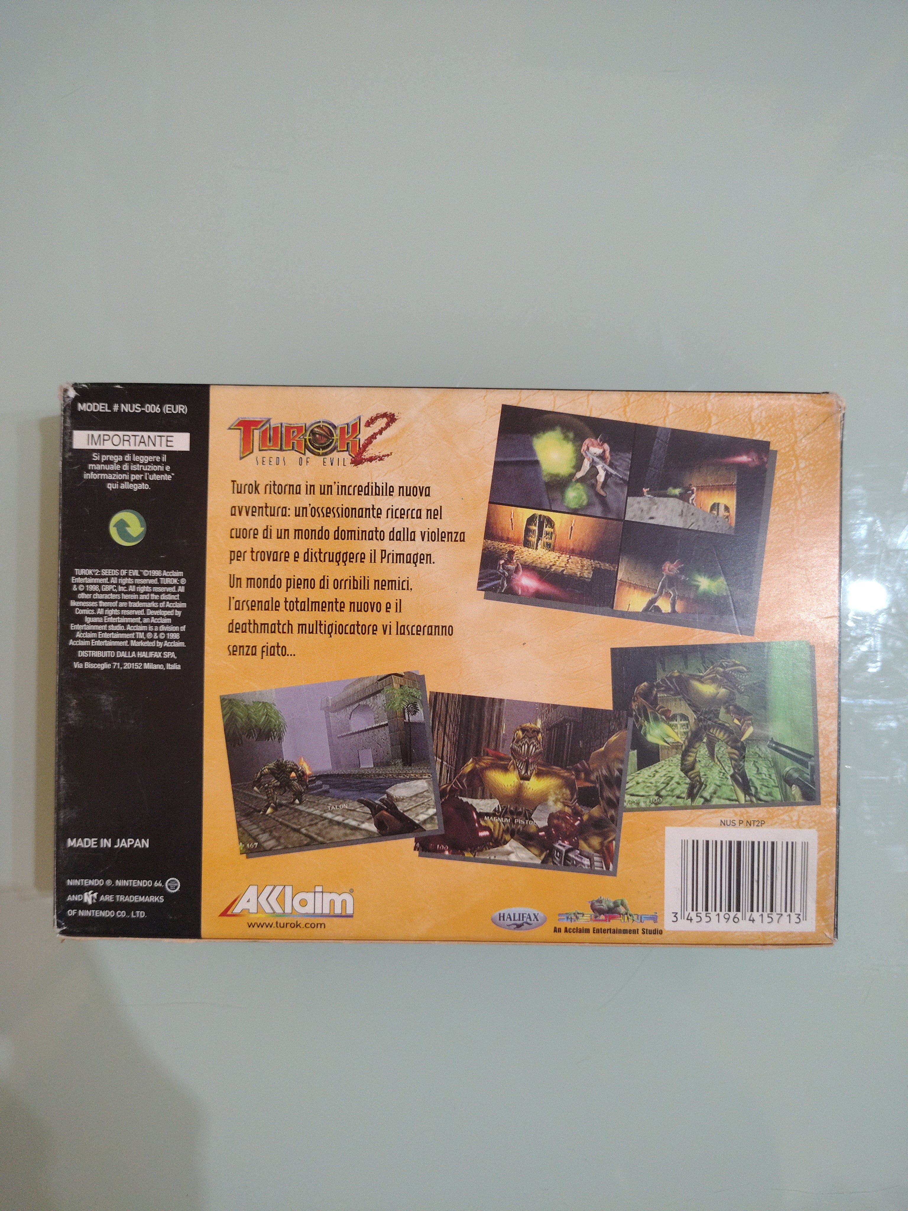 TUROK 2 SEED OF EVIL NINTENDO 64 PAL/ CONFEZIONE ORIGINALE