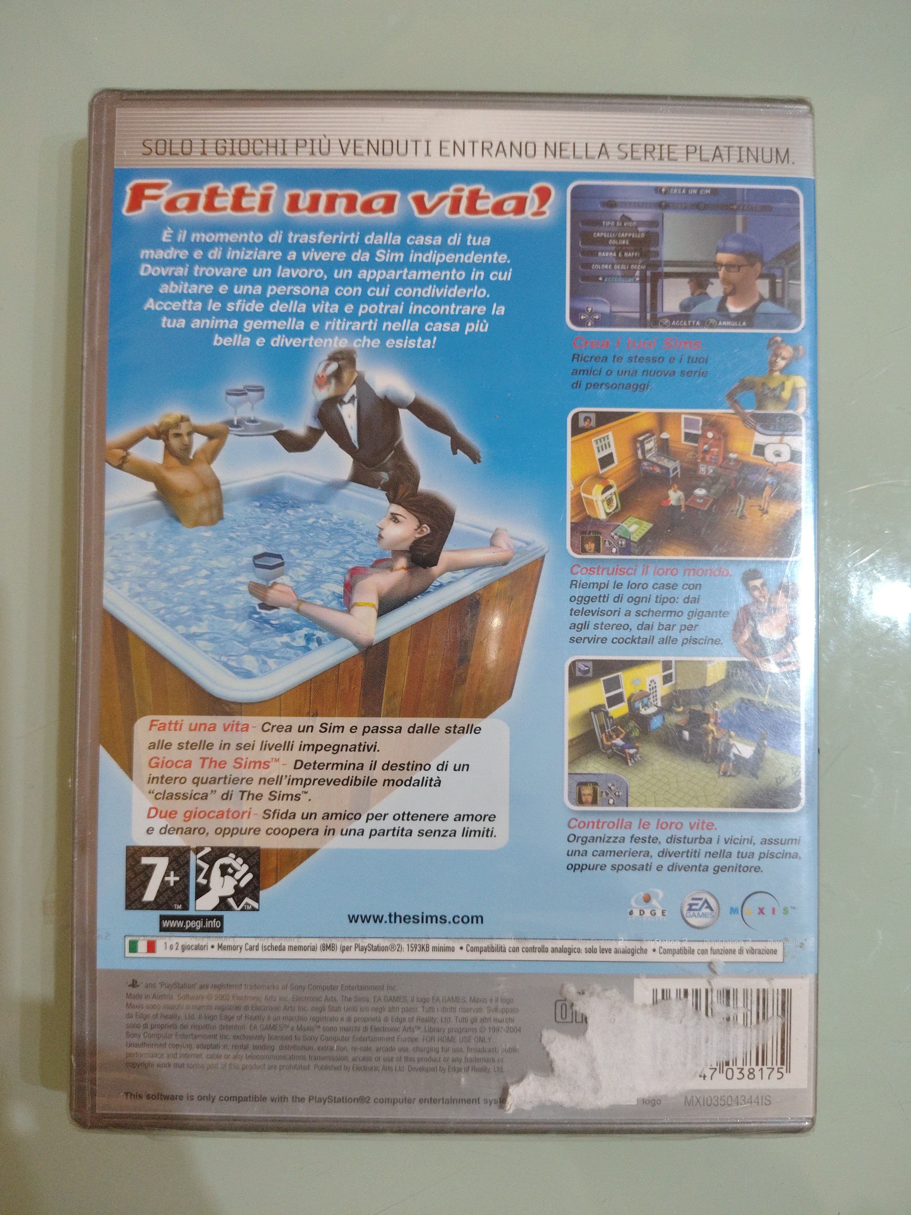 THE SIMS 1 SONY  PAL  ITA  ORIGINALE COMPLETO nuovo