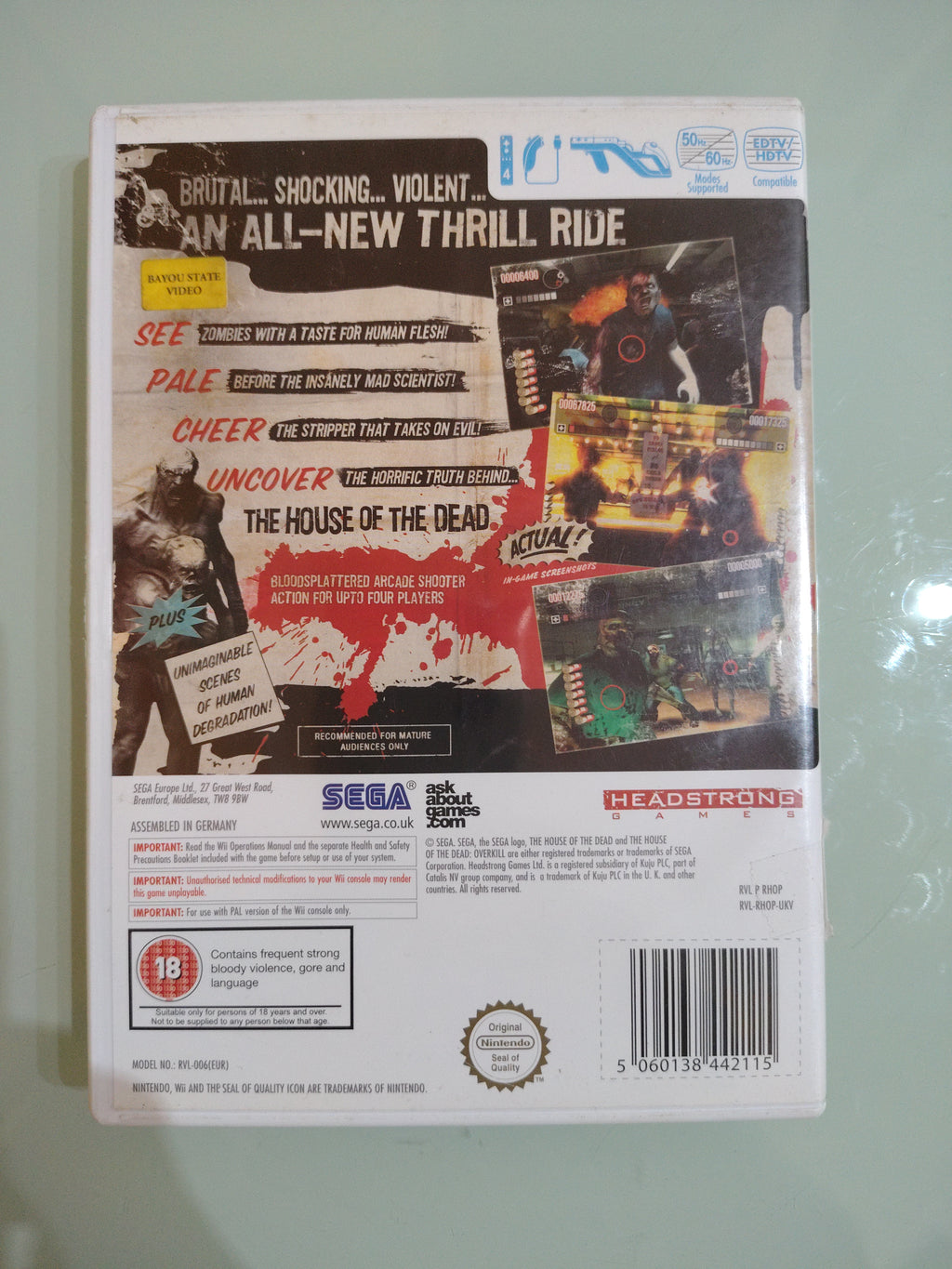 NINTENDO WII THE HOUSE OF THE DEAD OVERKILL PLAYSTATION 2 PAL
