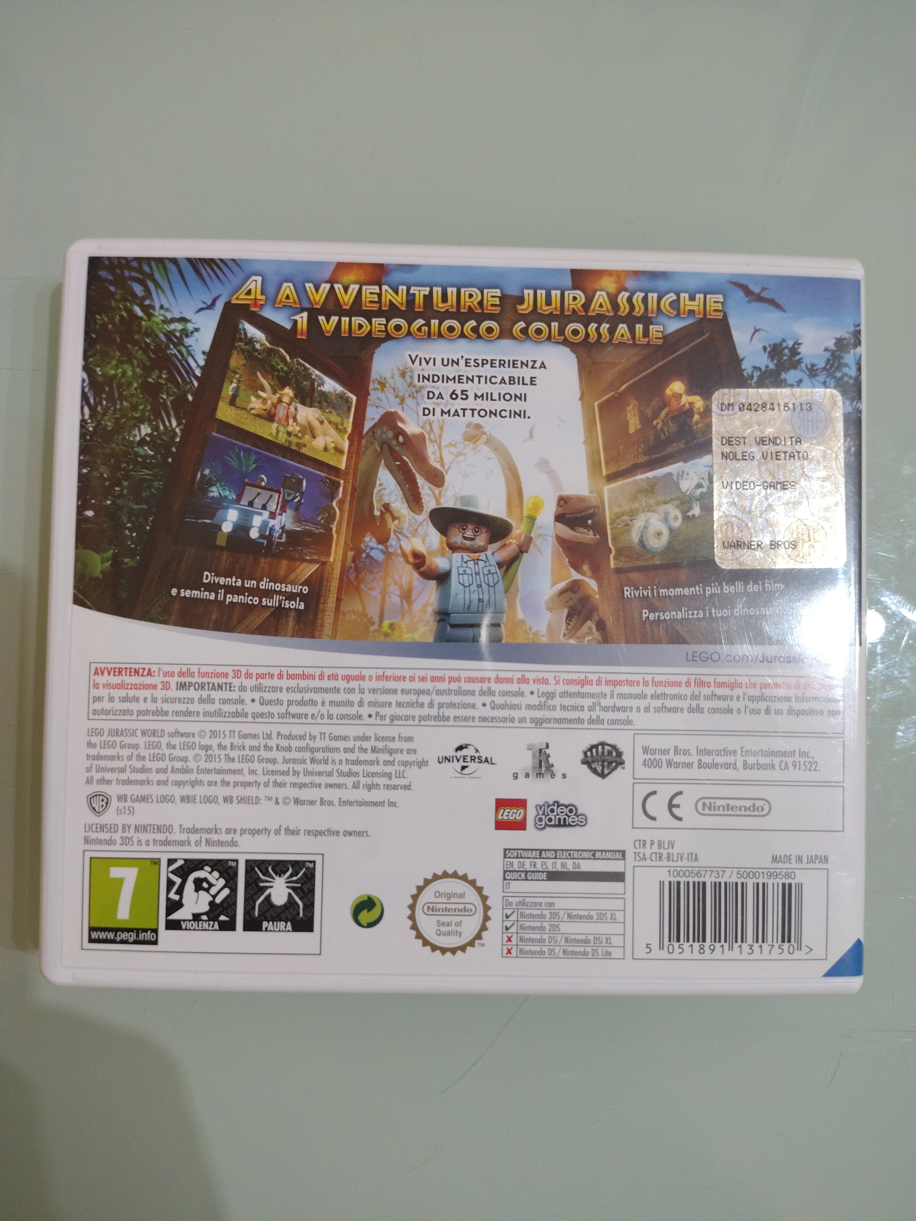LEGO JURASSIC WORLD,  NINTENDO 3DS USATO