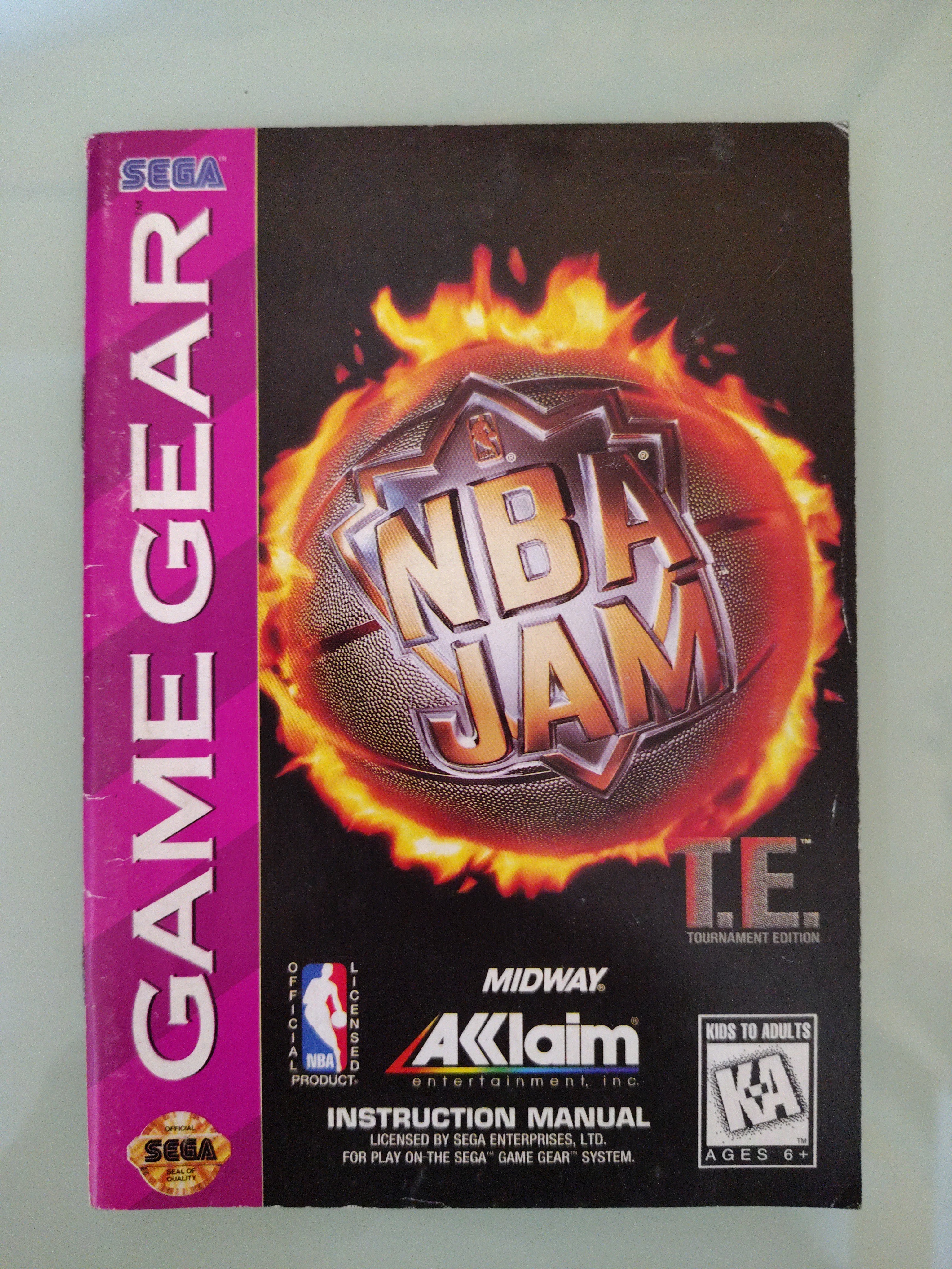 NBA Jam Tournament Edition SOLO libretto istruzioni! (SEGA Game Gear) Manuale