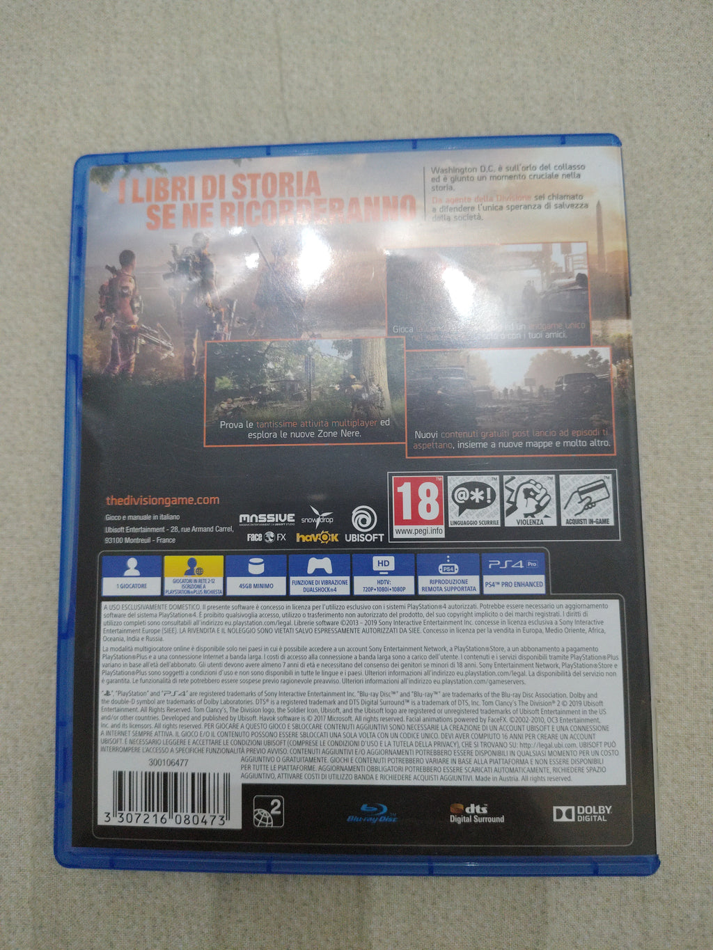 TOM CLANCY'S THE DIVISION 2 SONY  PLAYSTATION 4 PAL EUR  ITALIANO COMPLETO