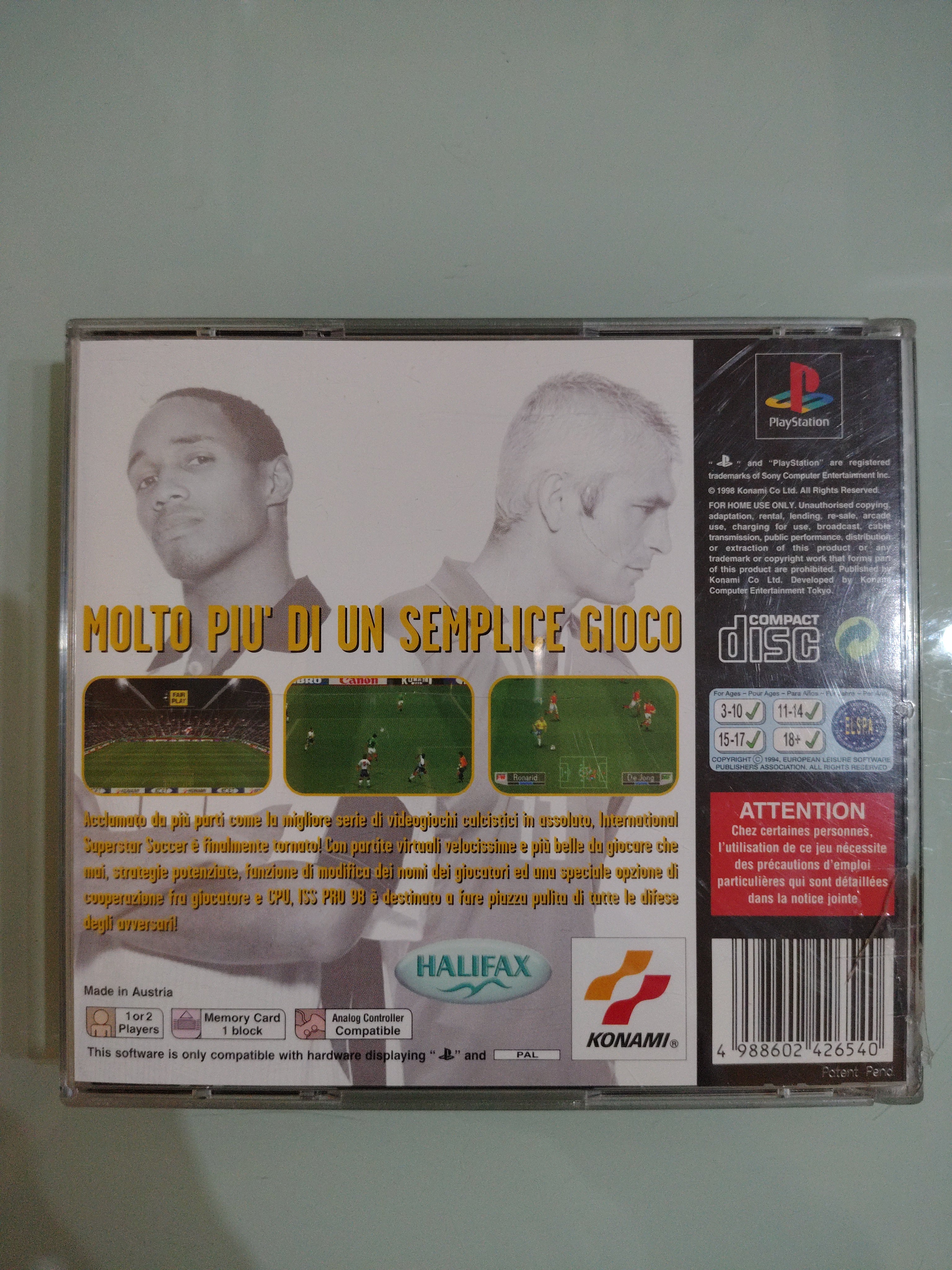 PS1 ISS INTERNATIONAL SUPERSTAR SOCCER PRO 98 ITALIANO PLAYSTATION COMPLETISSIMO