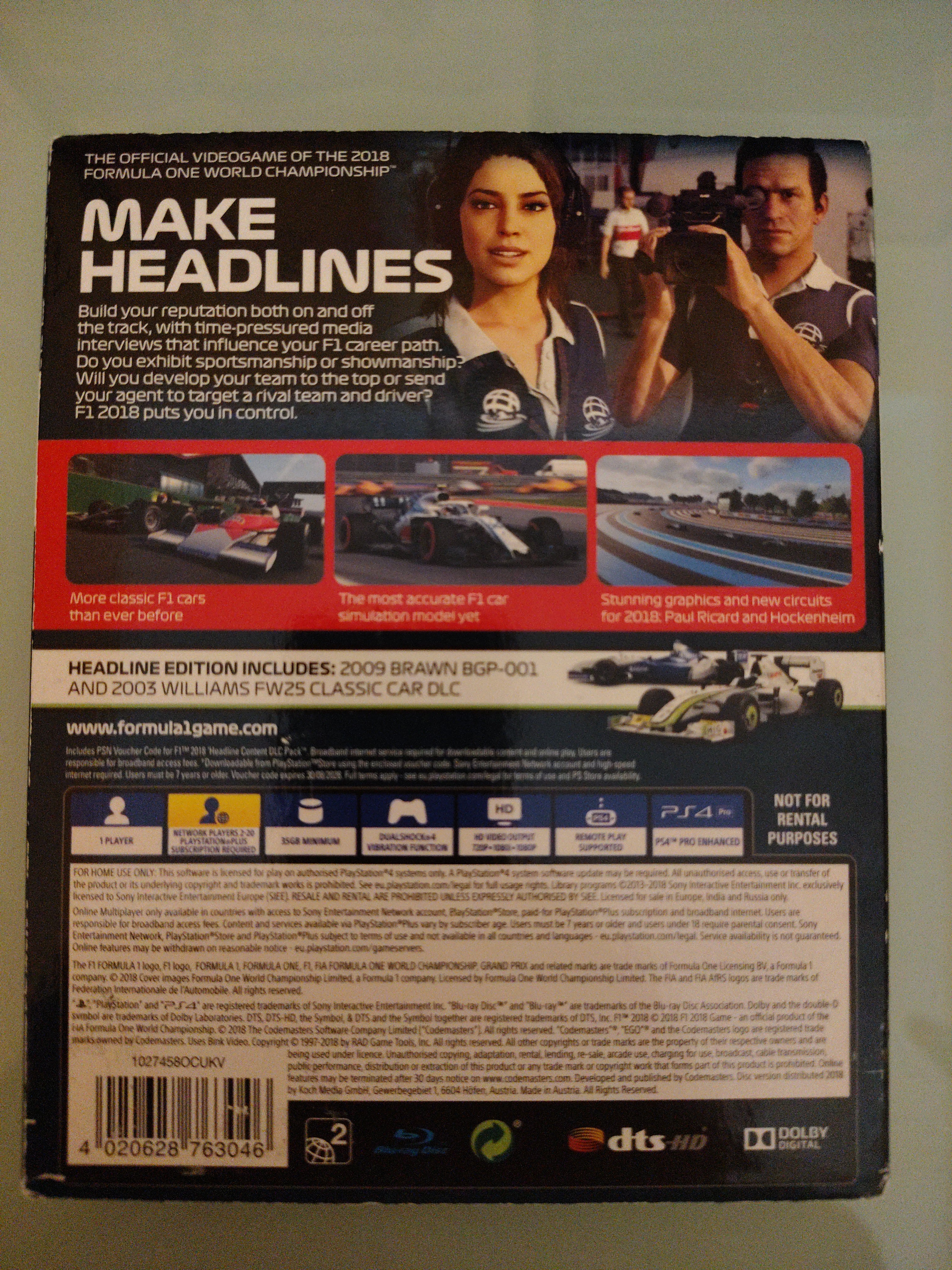 FORMULA 1 F1 2018  HEADLINE EDITION