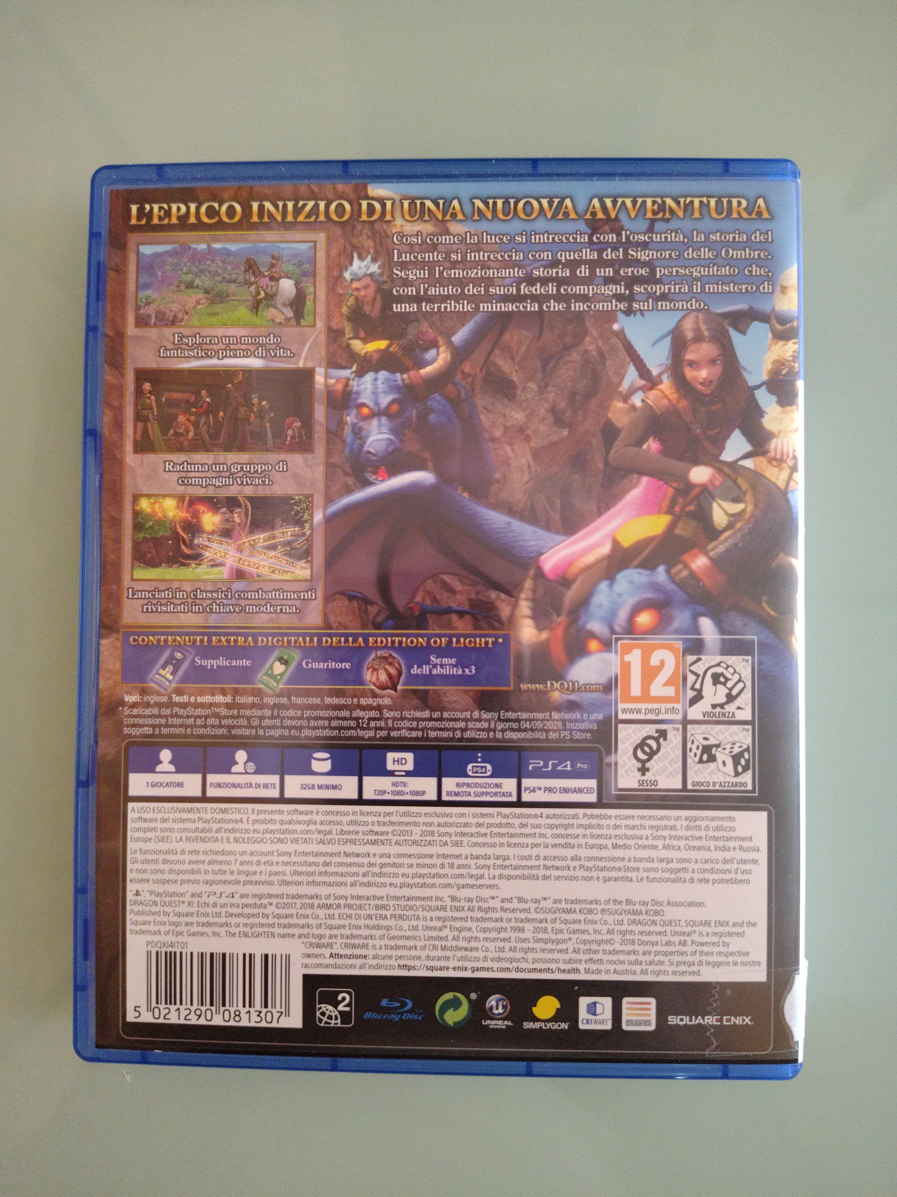 DRAGON QUEST XI ECHI DI UN ERA PERDUTA EDITION OF LIGHT - SONY PS4 -