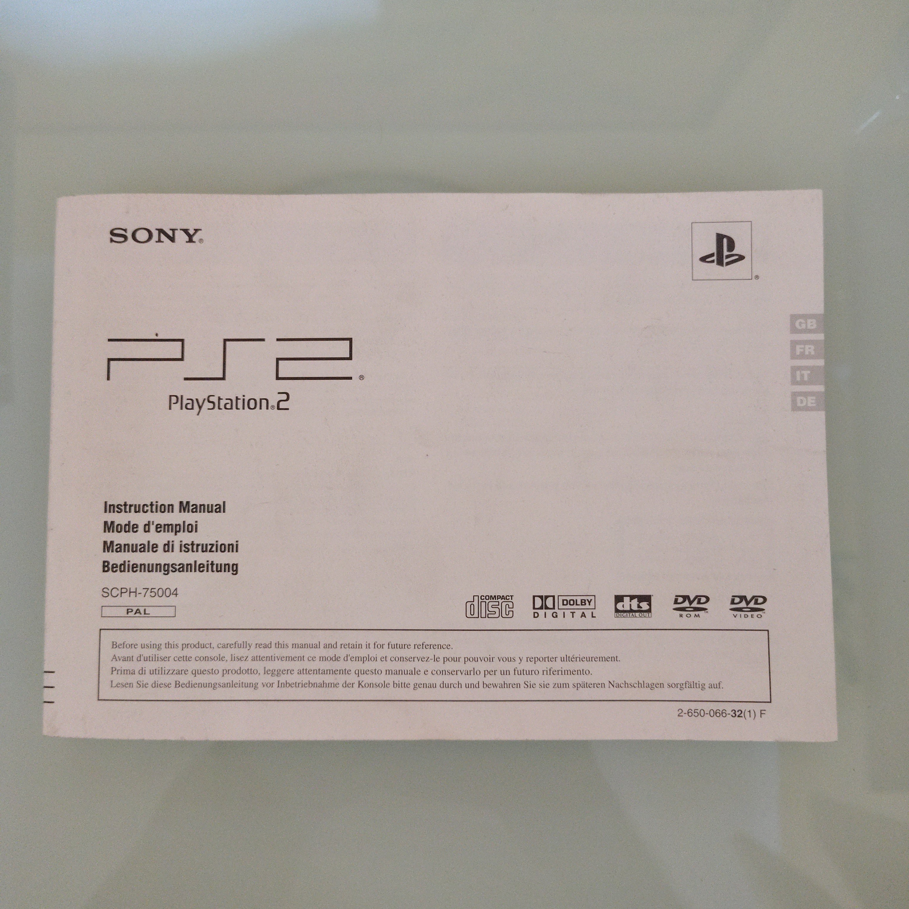 Manuale Di Istruzioni Sony Playstation 2 Slim - SCPH-75004 (PS2) - ITA