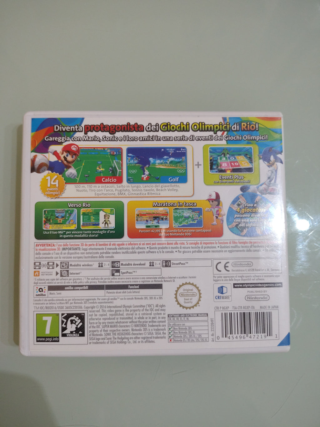 NINTENDO 3DS MARIO E SONIC AI GIOCHI OLIMPICI DI RIO 2016 COME NUOVO ITALIANO