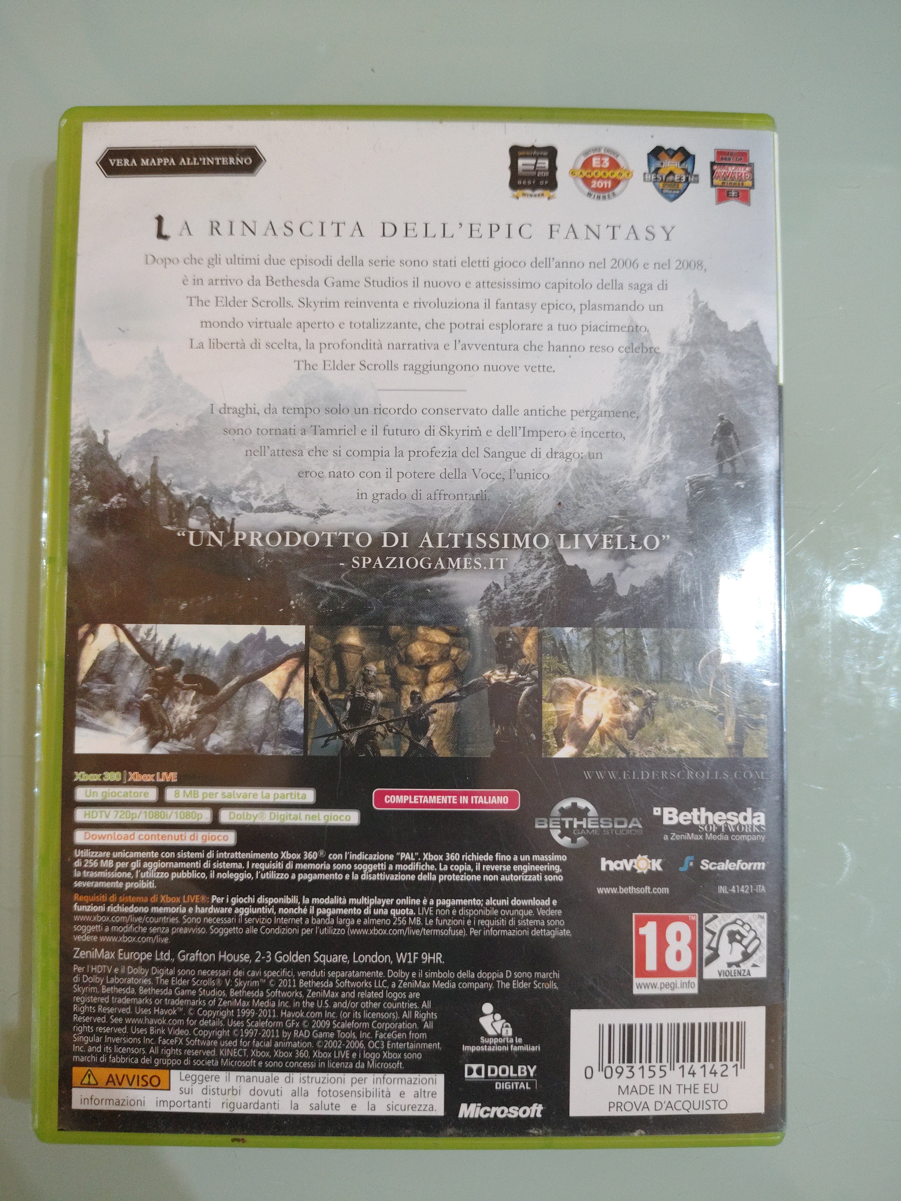 The Elder Scrolls V Skyrim 🇮🇹 ITA 🔥 PRIMA STAMPA Xbox 360 Completo + Mappa