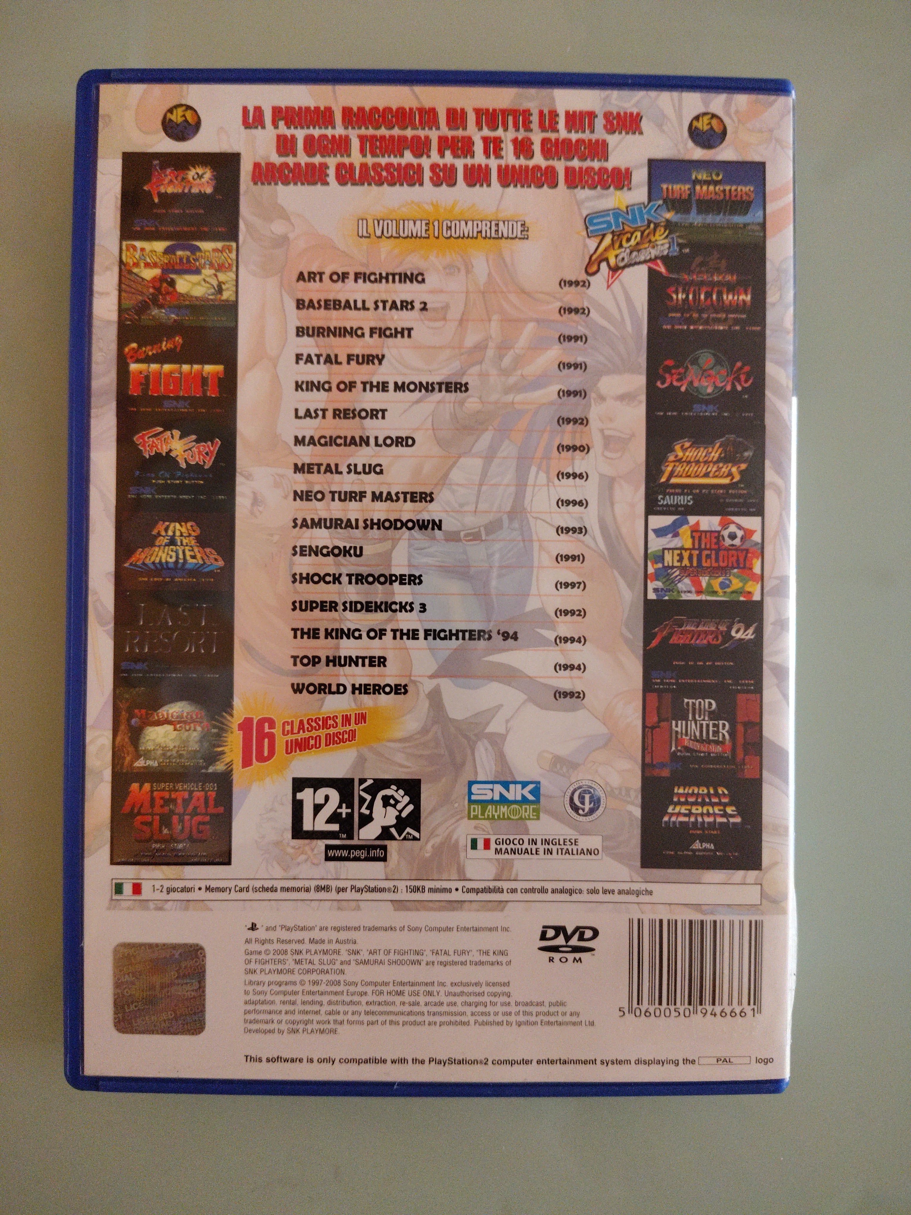 SNK Arcade Classics Vol. 1 GIOCO PS2 VERSIONE ITALIANA CON MANUALE