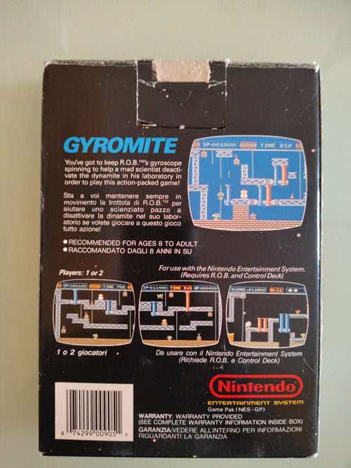 Adesivo opaco Gyromite (Nintendo NES) completo di scatola CIB 1° stampa