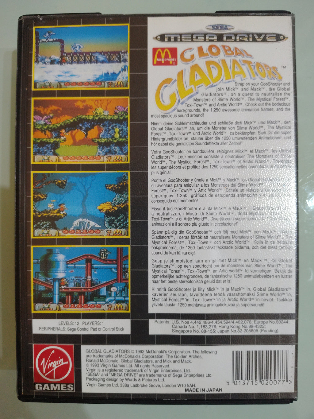 VINTAGE 1993 SEGA MEGADRIVE McDONALDS GLOBAL GLADIATOR
