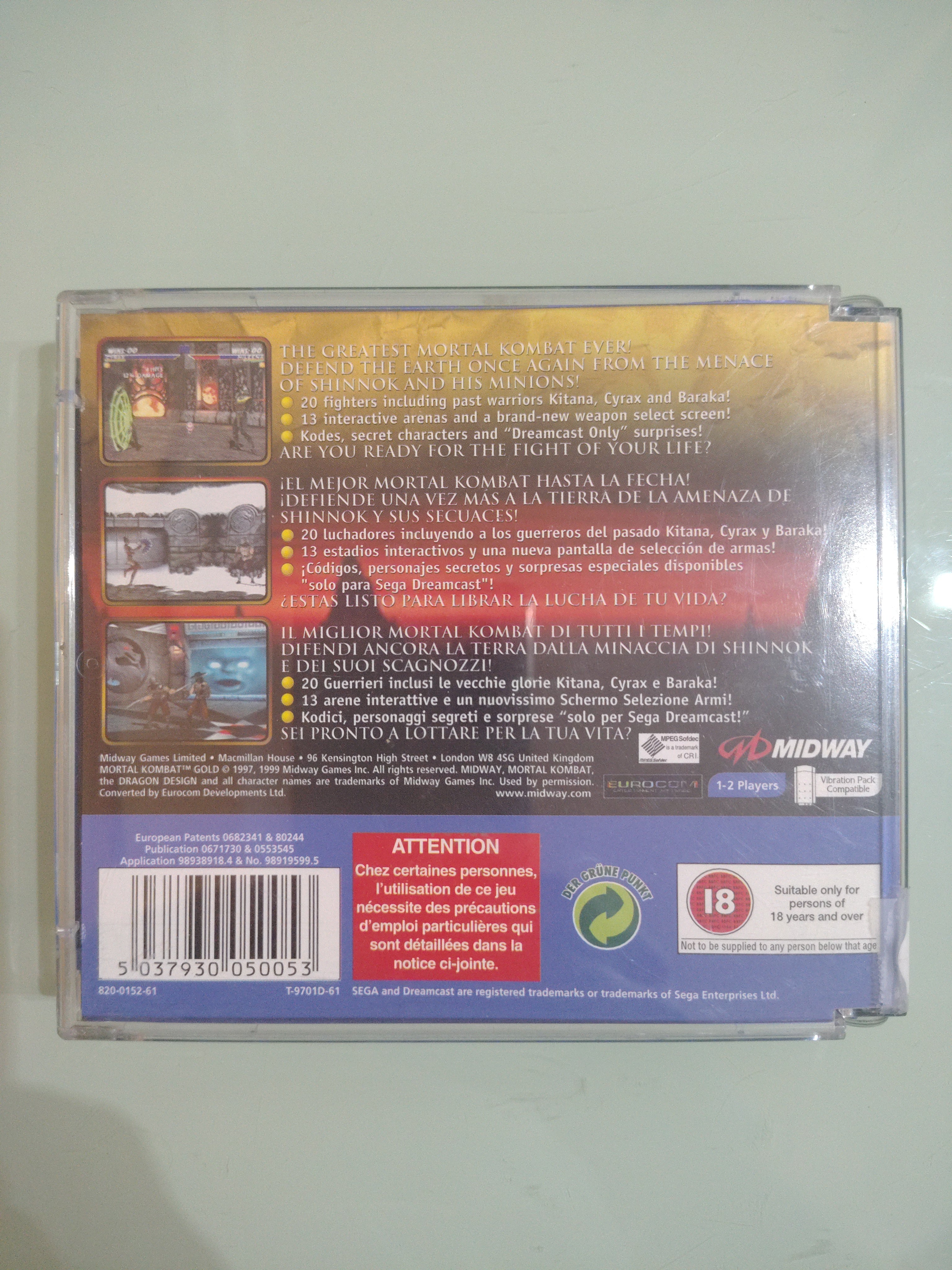 MORTAL KOMBAT GOLD SEGA DREAMCAST PAL