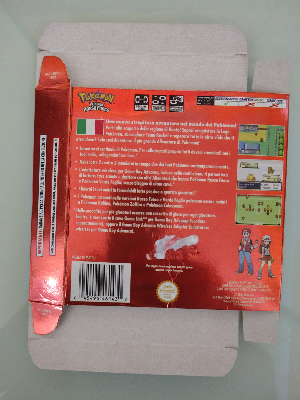 Scatola originale 100% Pokémon rosso fuoco ita