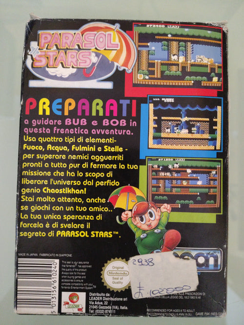 # Parasol Stars Rainbow Islands II Nintendo Nes ITALIANO Originale 100% RARO