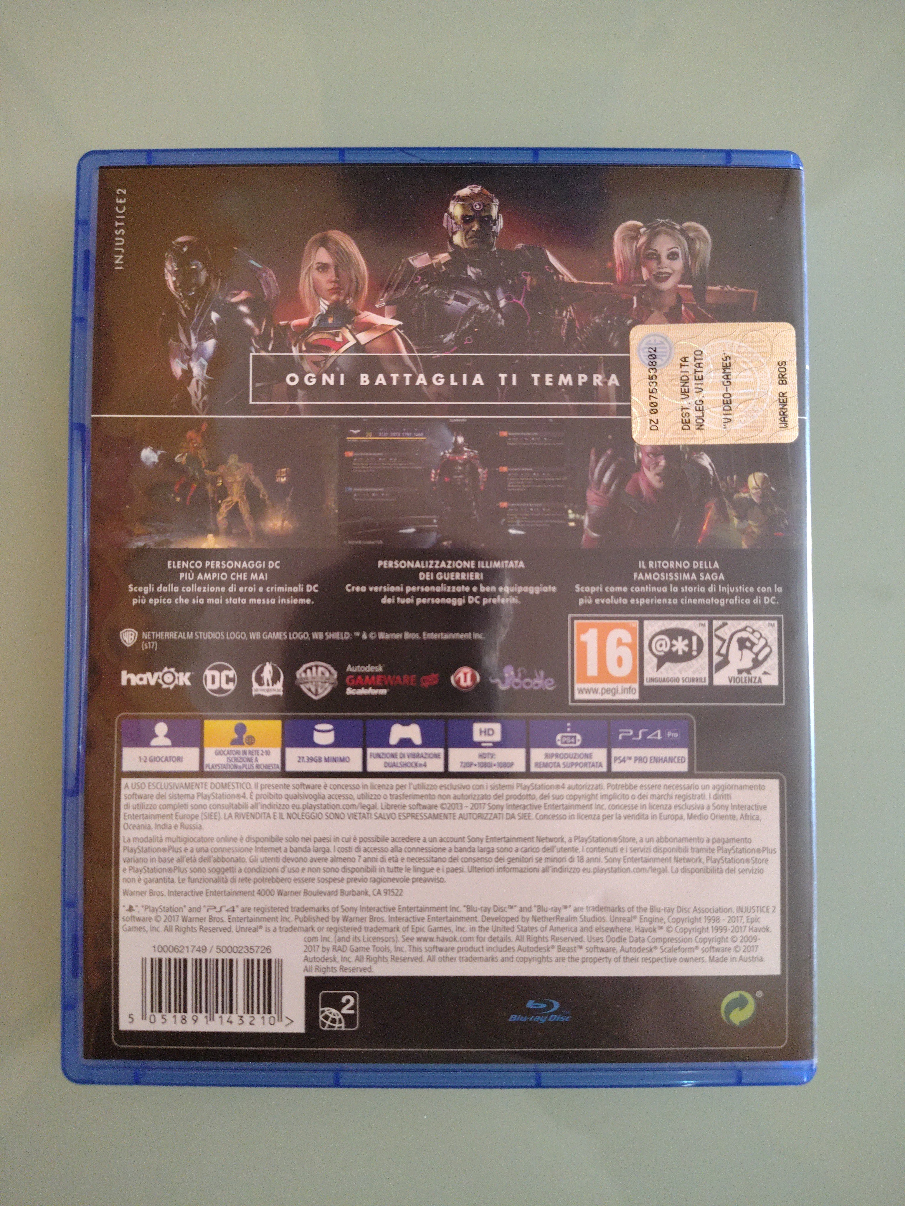 INJUSTICE 2  SONY PS4 PLAYSTATION PAL EUR ITA
