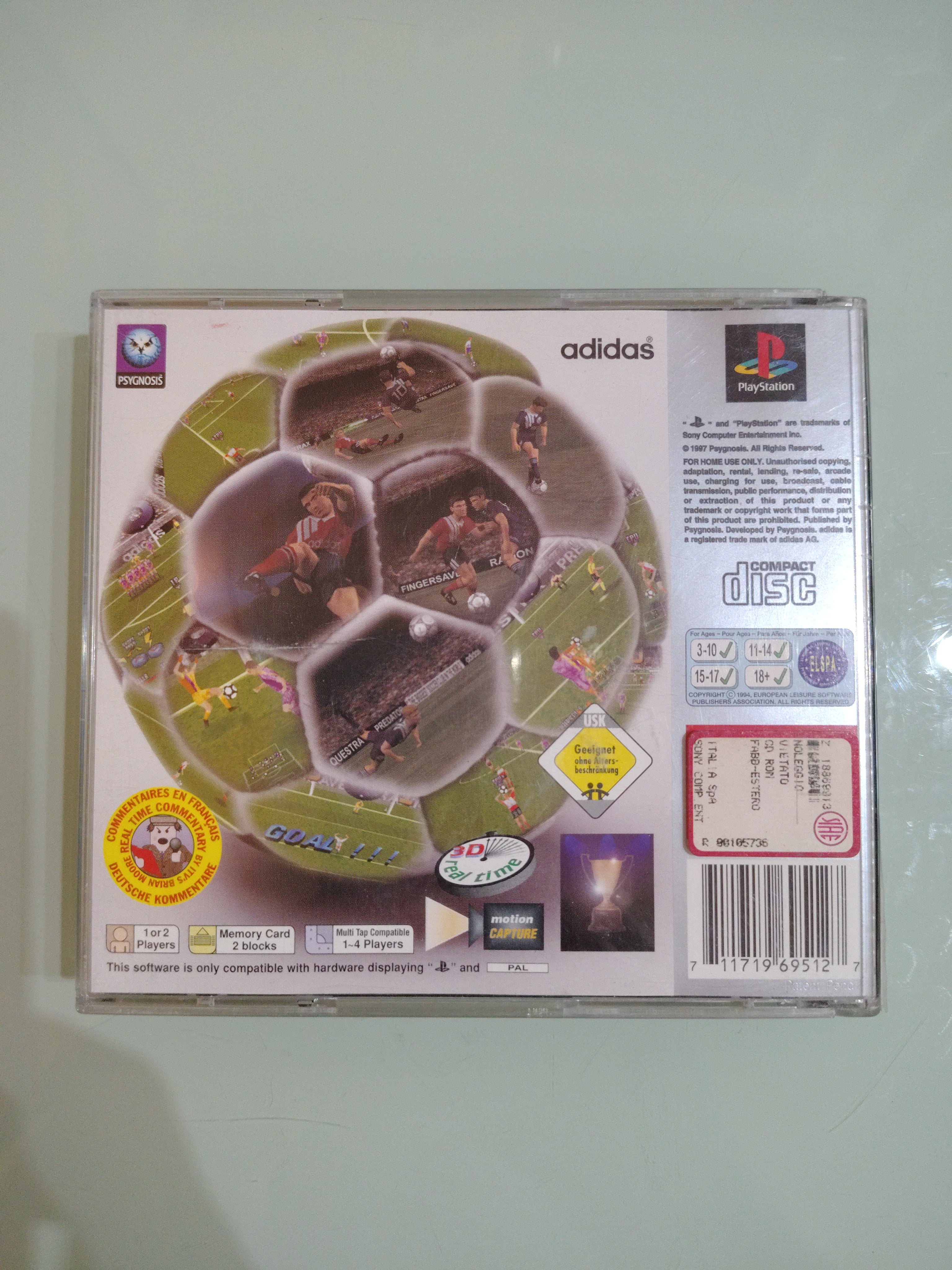 SONY PS1 ADIDAS POWER SOCCER PAL EUR