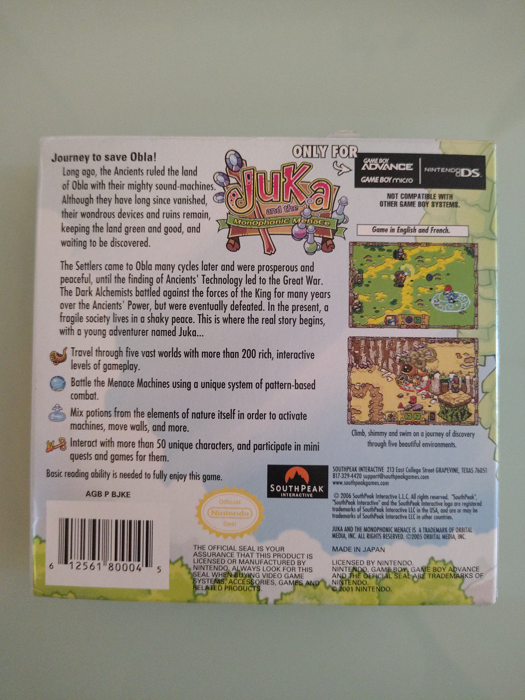 JUKA AND THE MONOPHONIC MENACE NINTENDO GAMEBOY ADVANCE (GBA) USA